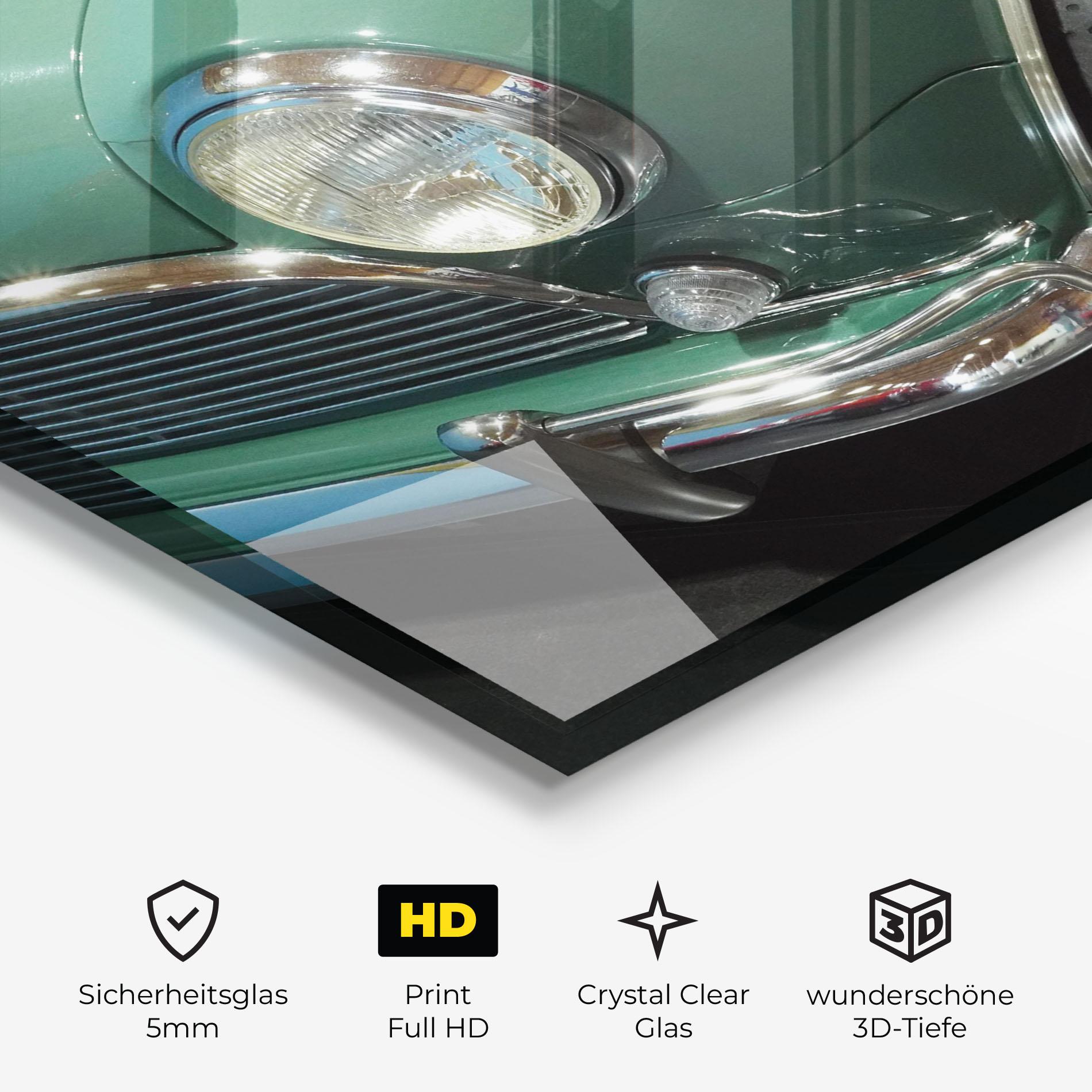 Glasbild Pretty Green Car mockup 3