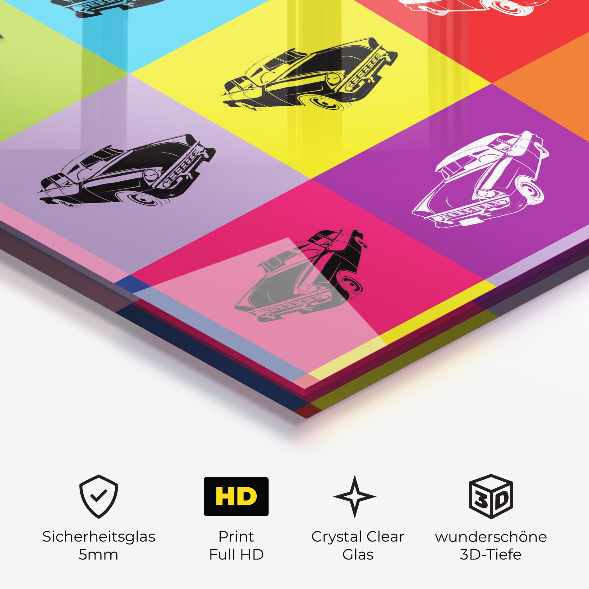 Glasbild Vintage Car Mix mockup 3