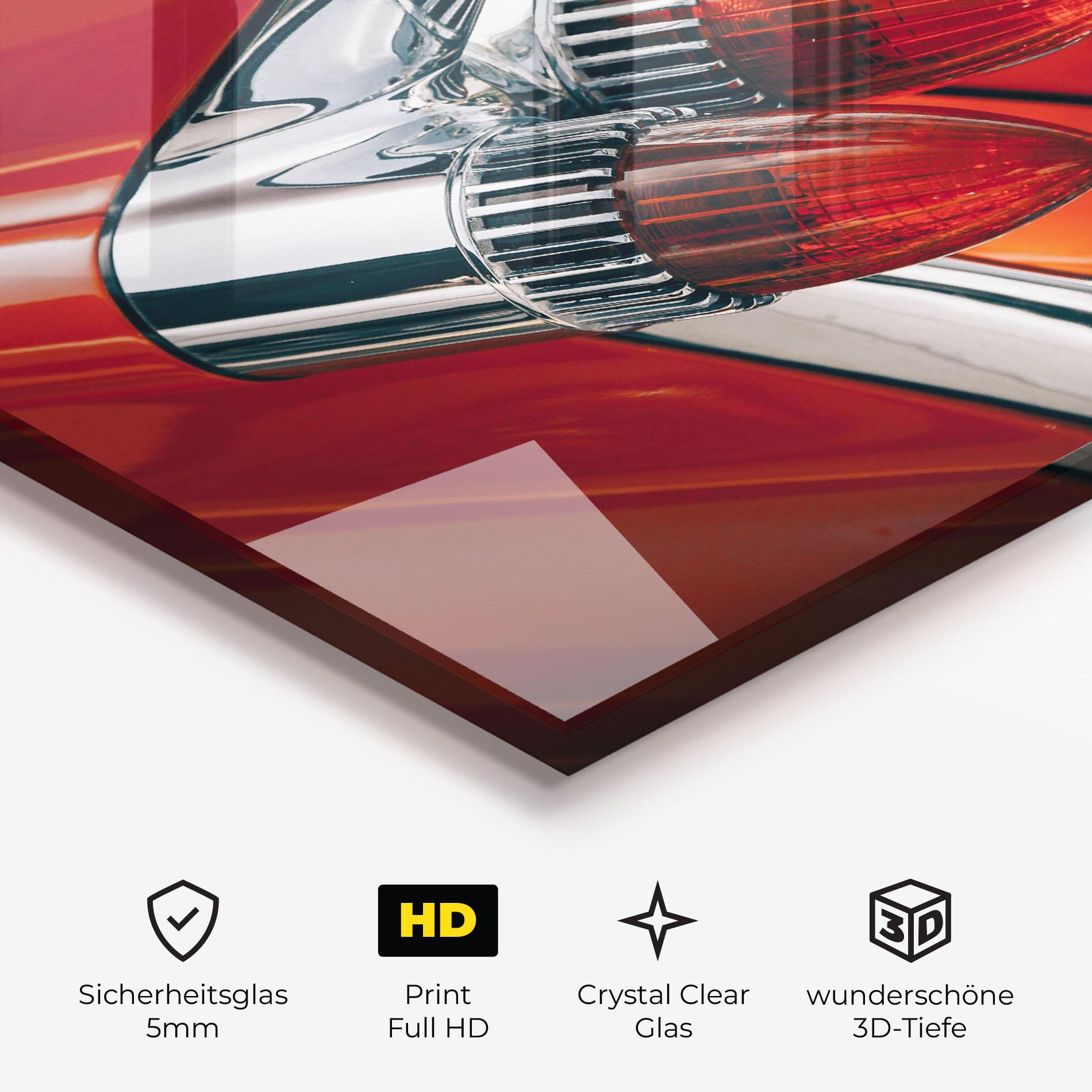 Glasbild Vintage Car Red mockup 3