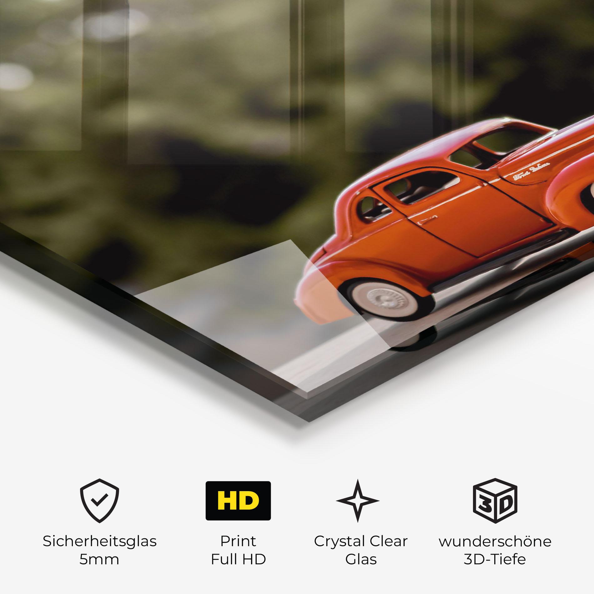 Glasbild Vintage Orange Toy mockup 3