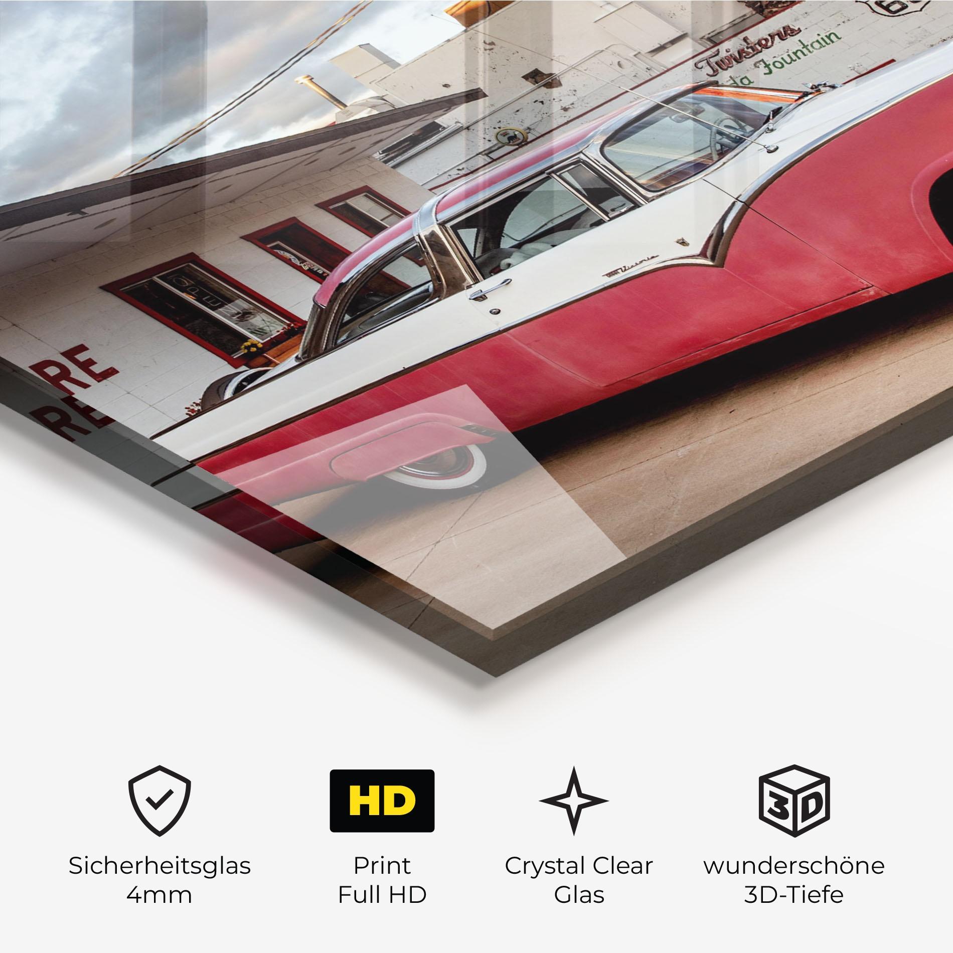 Glasbild Cloud Old Car mockup 3