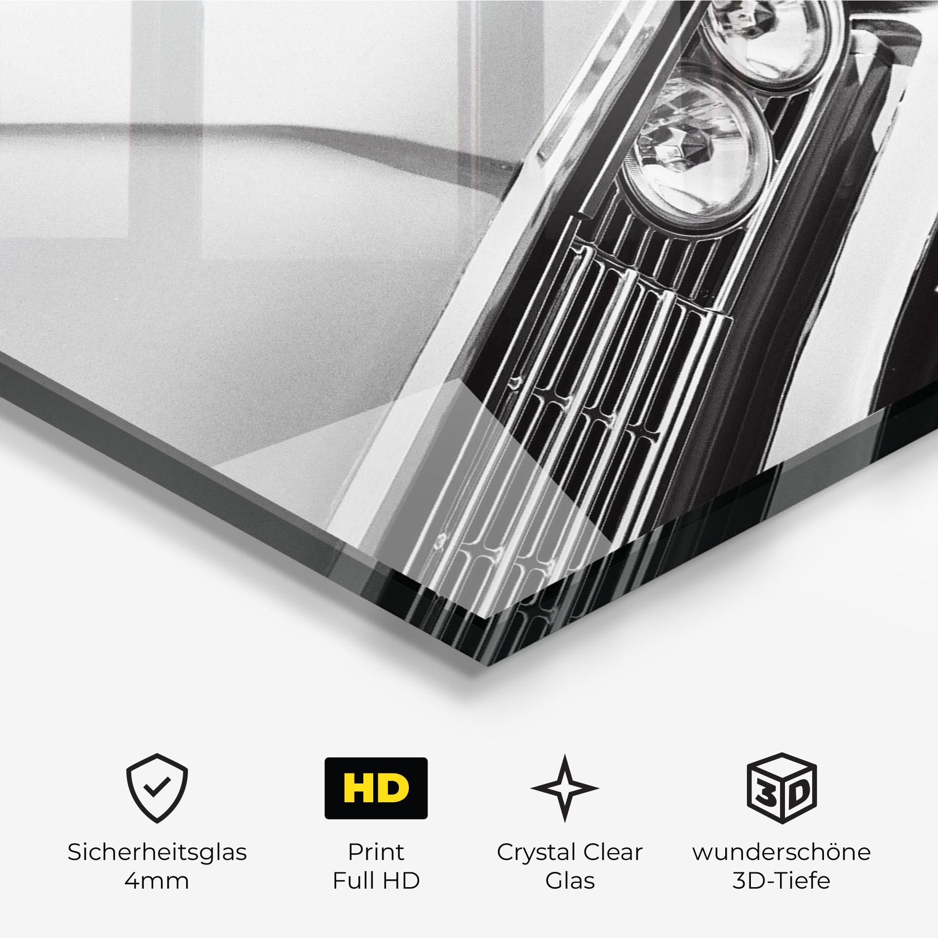 Glasbild Grey Vintage Car mockup 3