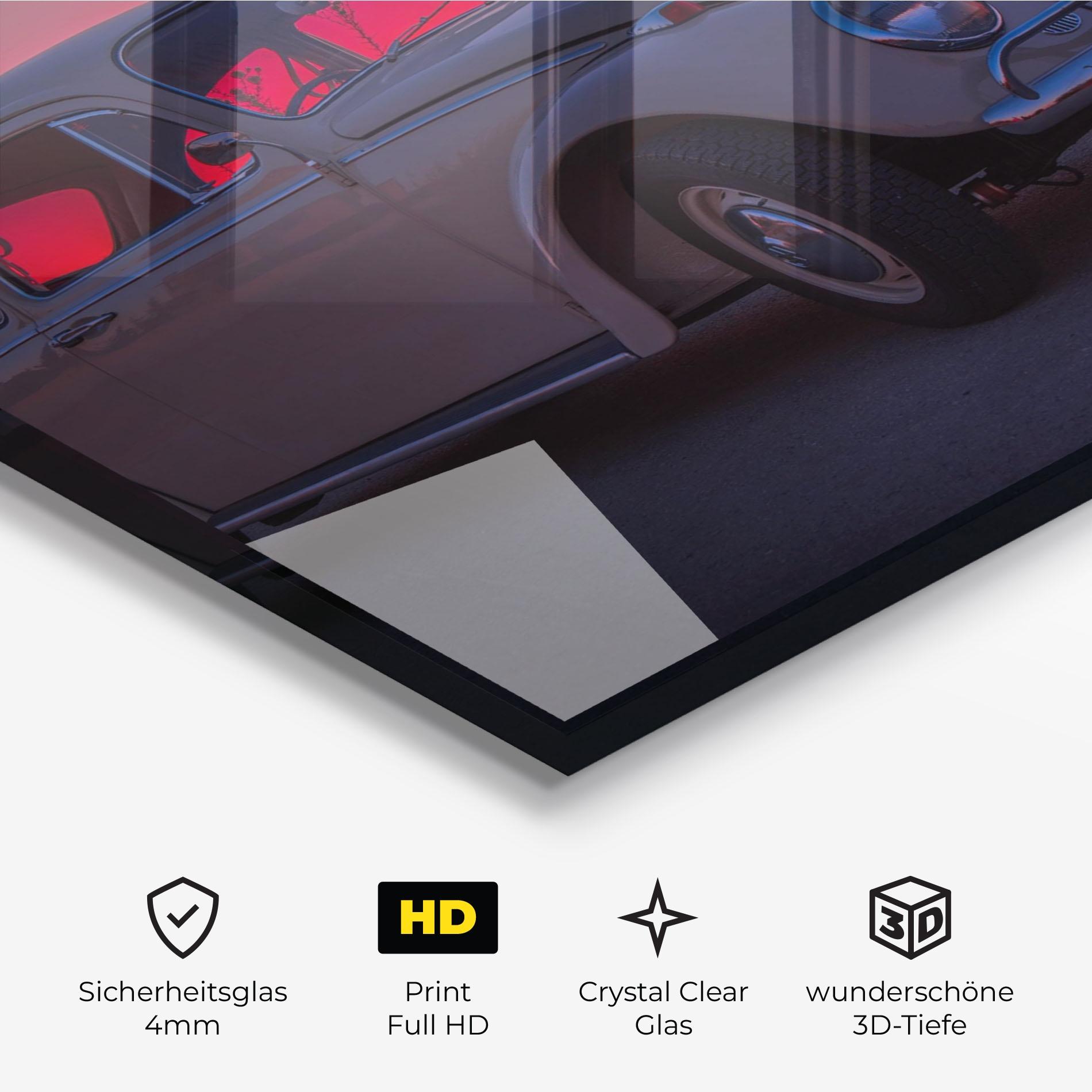 Glasbild Old Car Sunset mockup 3
