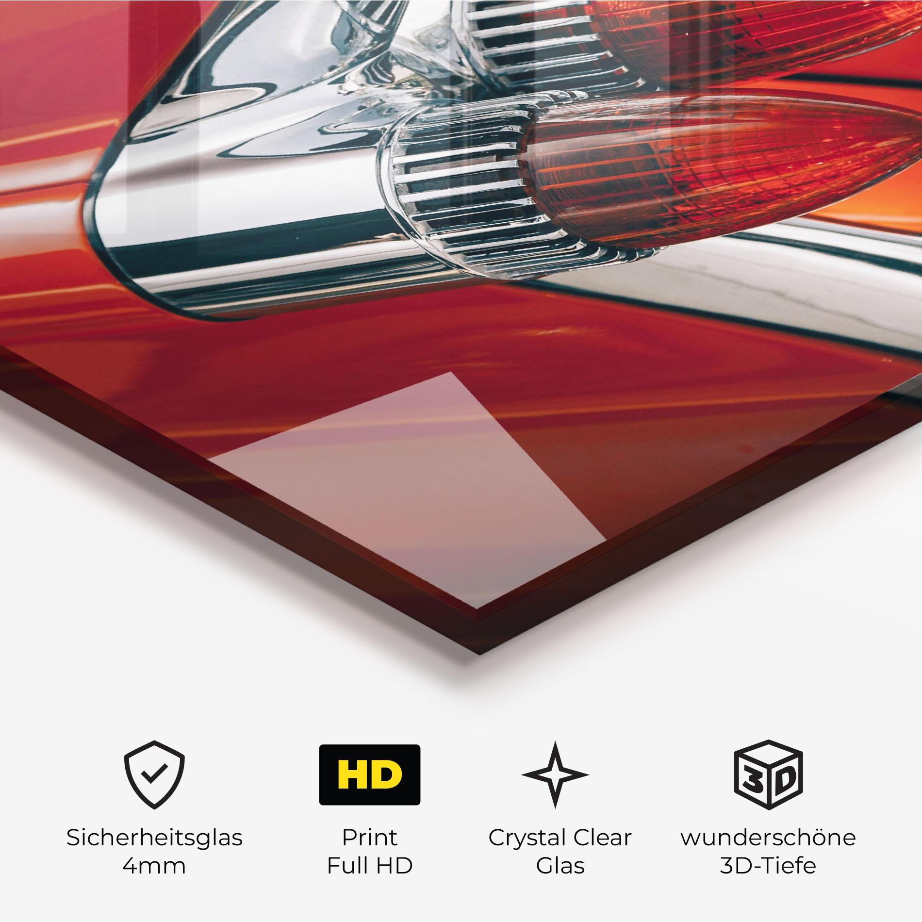 Glasbild Vintage Car Red mockup 3