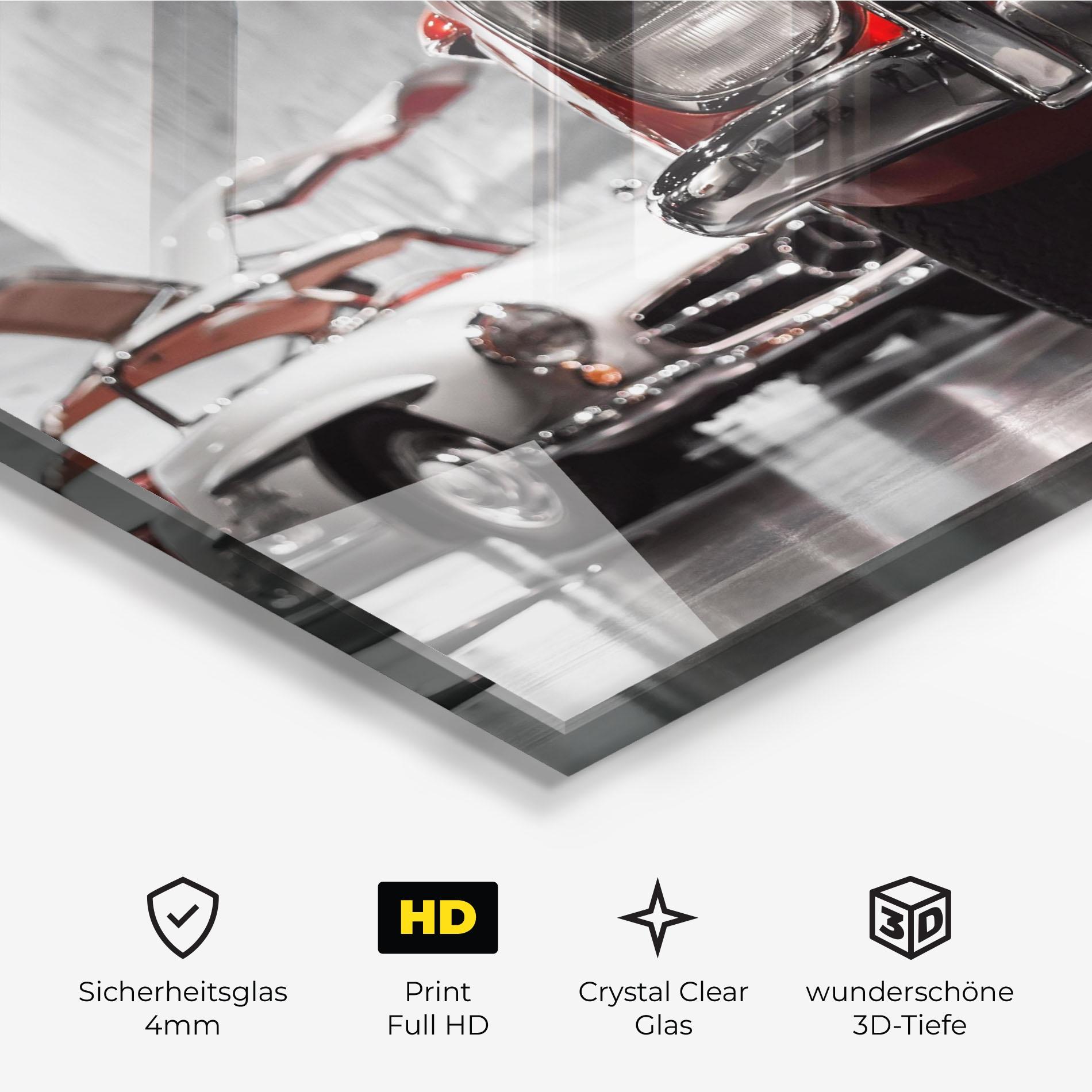 Glasbild Vintage Red White mockup 3