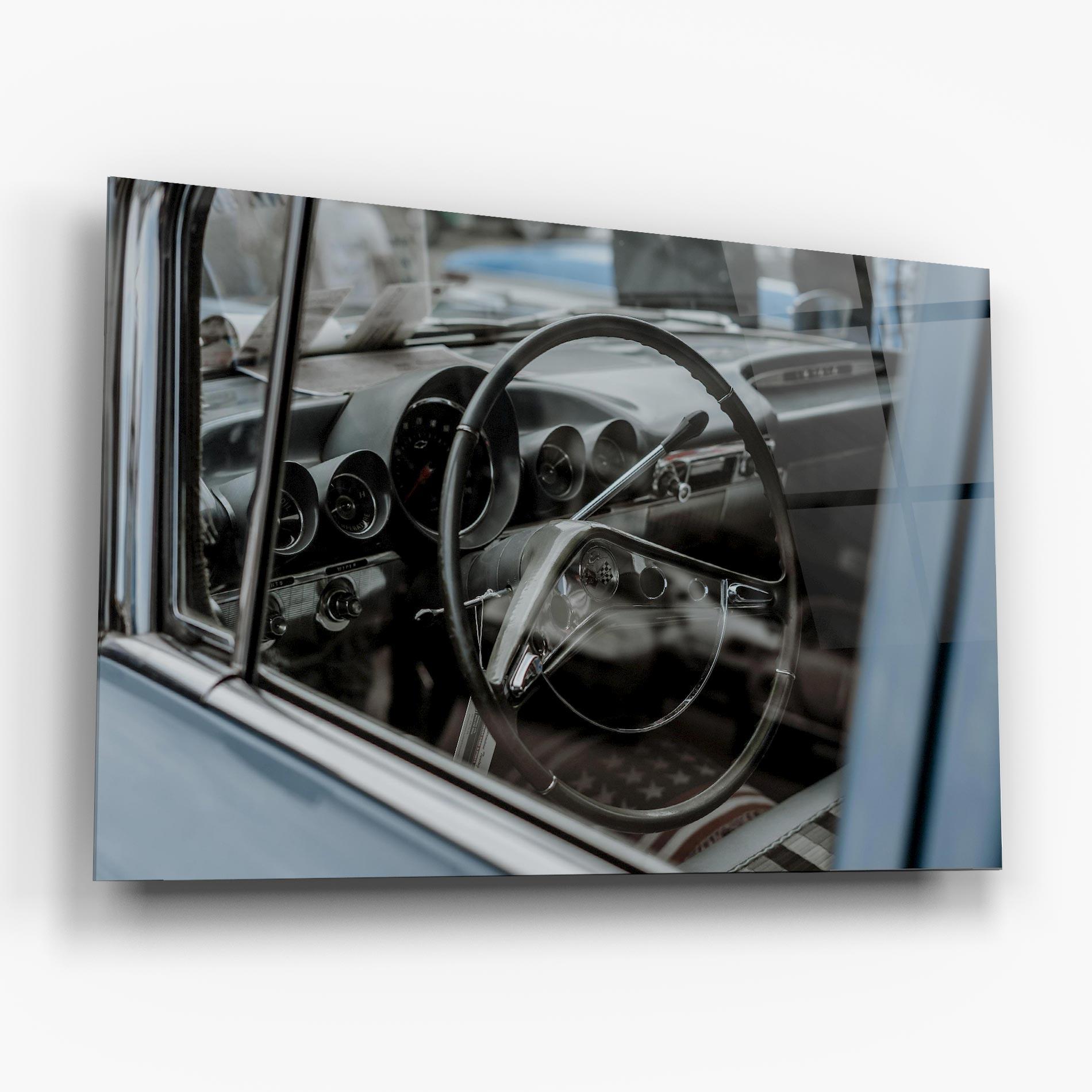 Glasbild Black Steering Wheel mockup 6