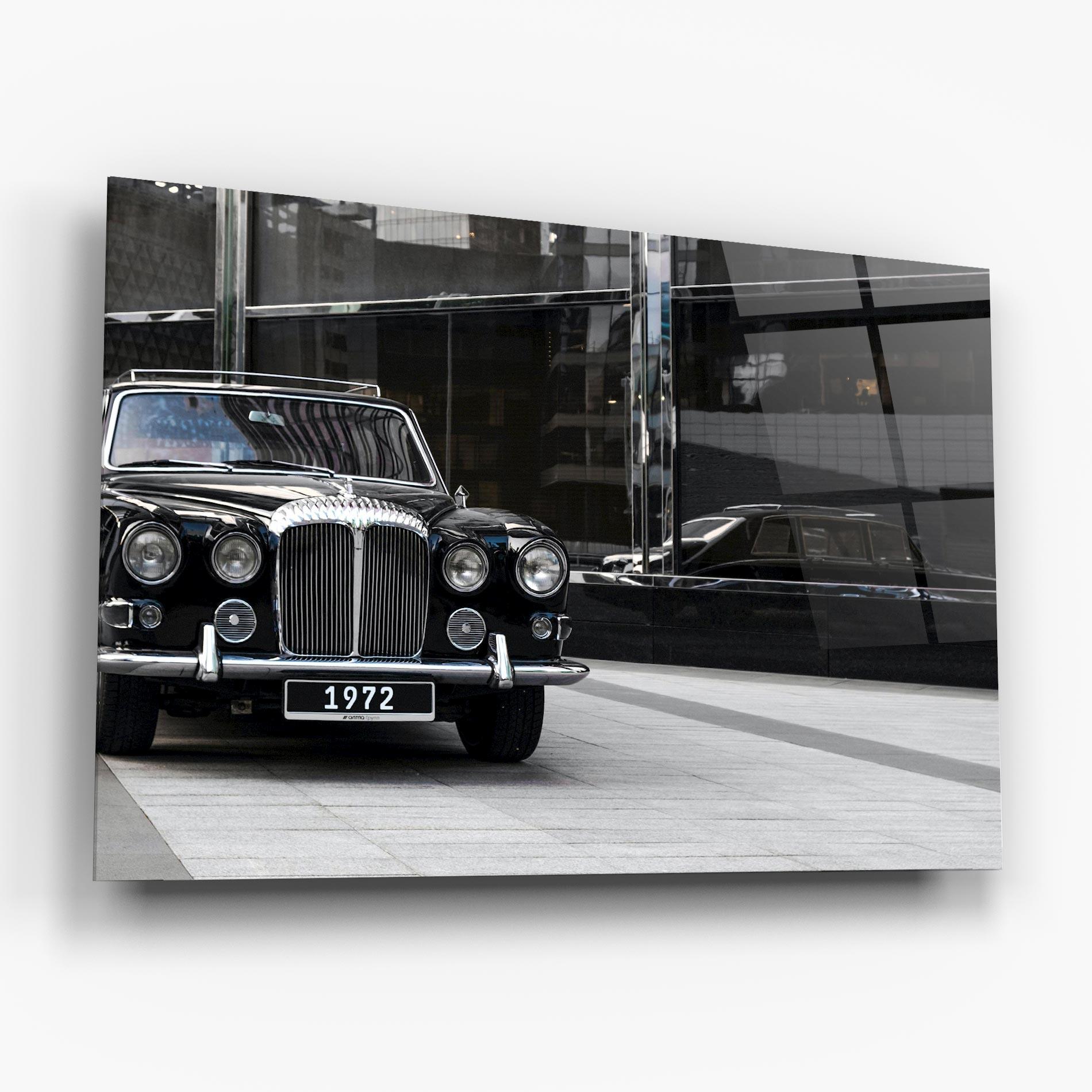Glasbild Vintage Black Car mockup 6