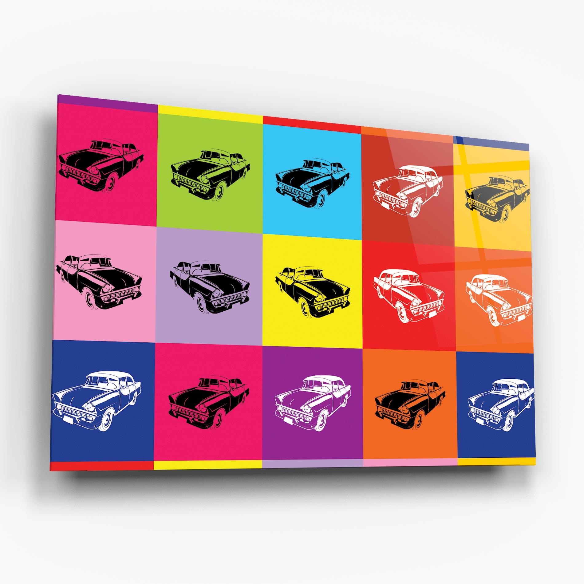 Glasbild Vintage Car Mix mockup 6