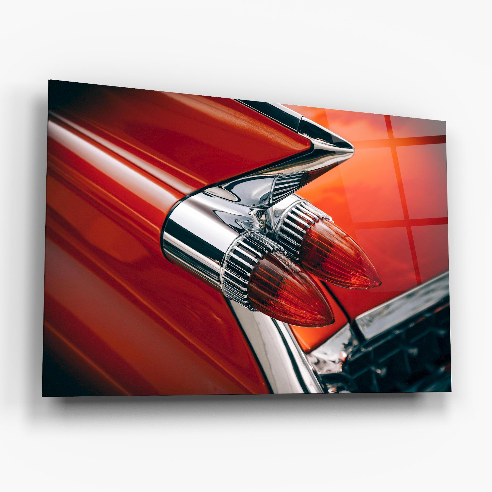 Glasbild Vintage Car Red mockup 6
