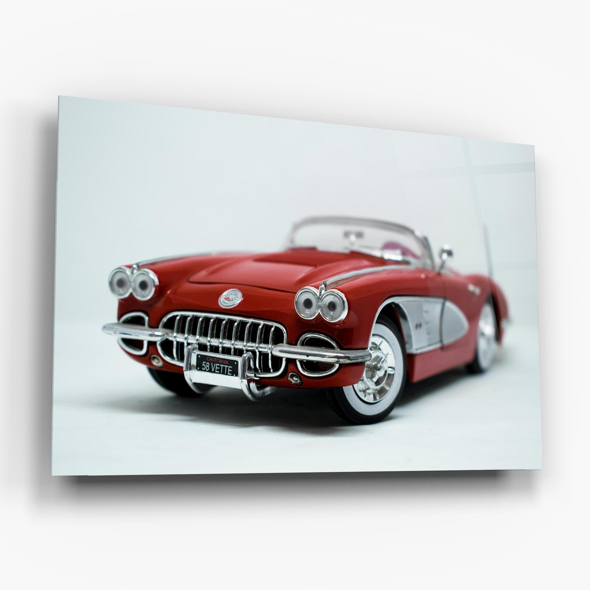 Glasbild Vintage Red Car mockup 6