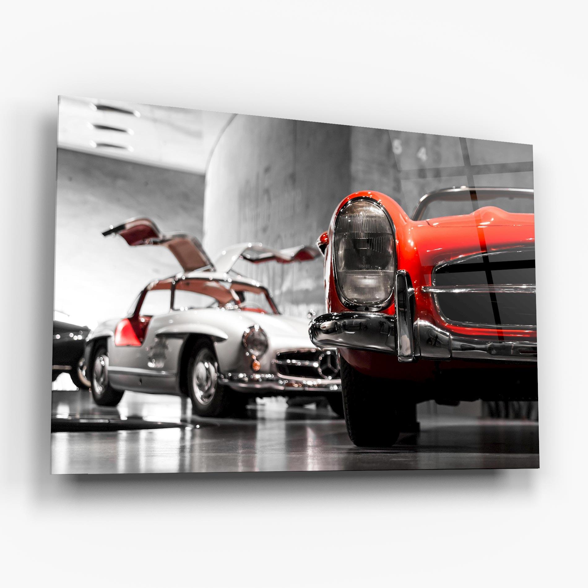 Glasbild Vintage Red White mockup 6