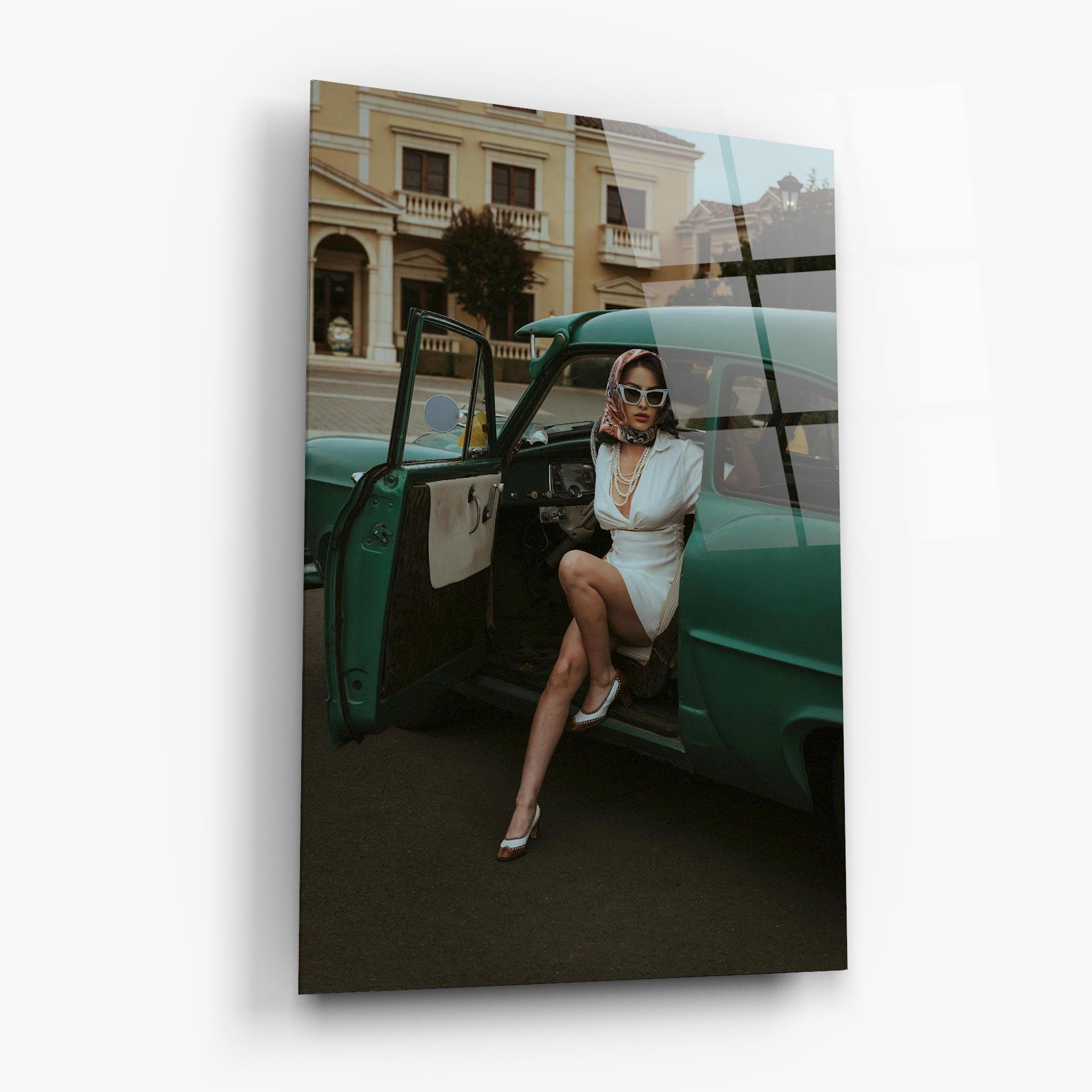 Glasbild Lady Vintage Cat mockup 6