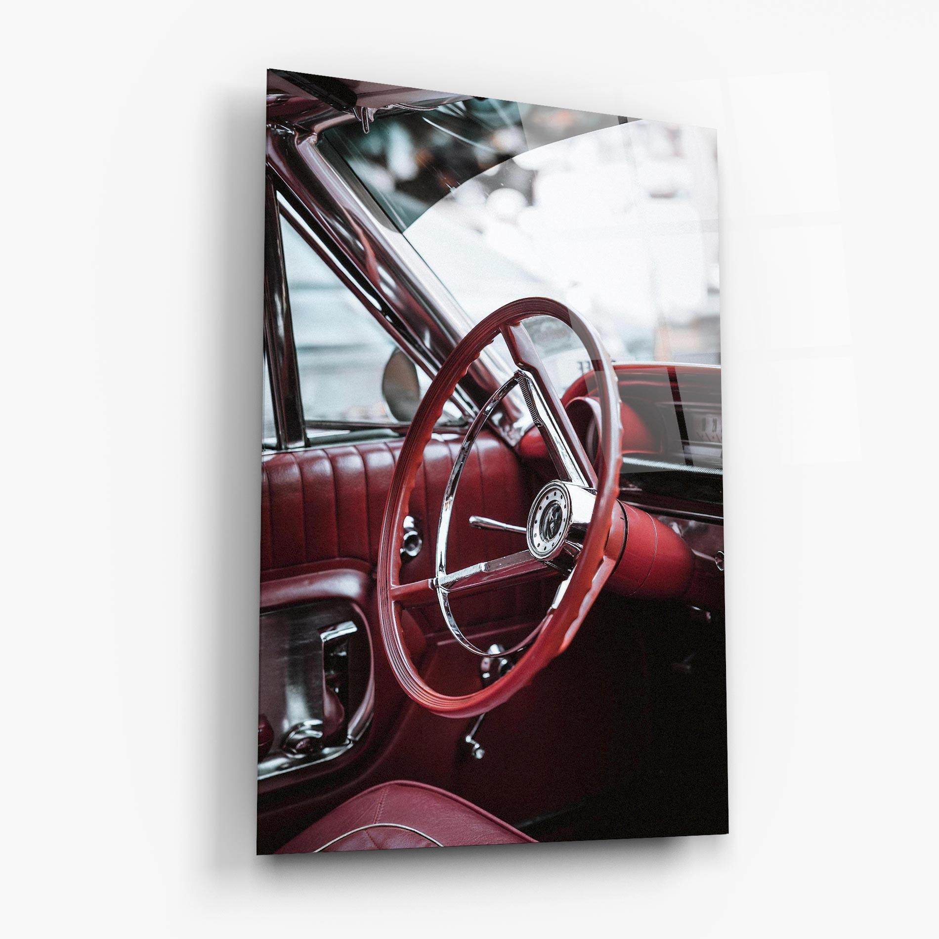 Glasbild Red Steering Wheel mockup 6