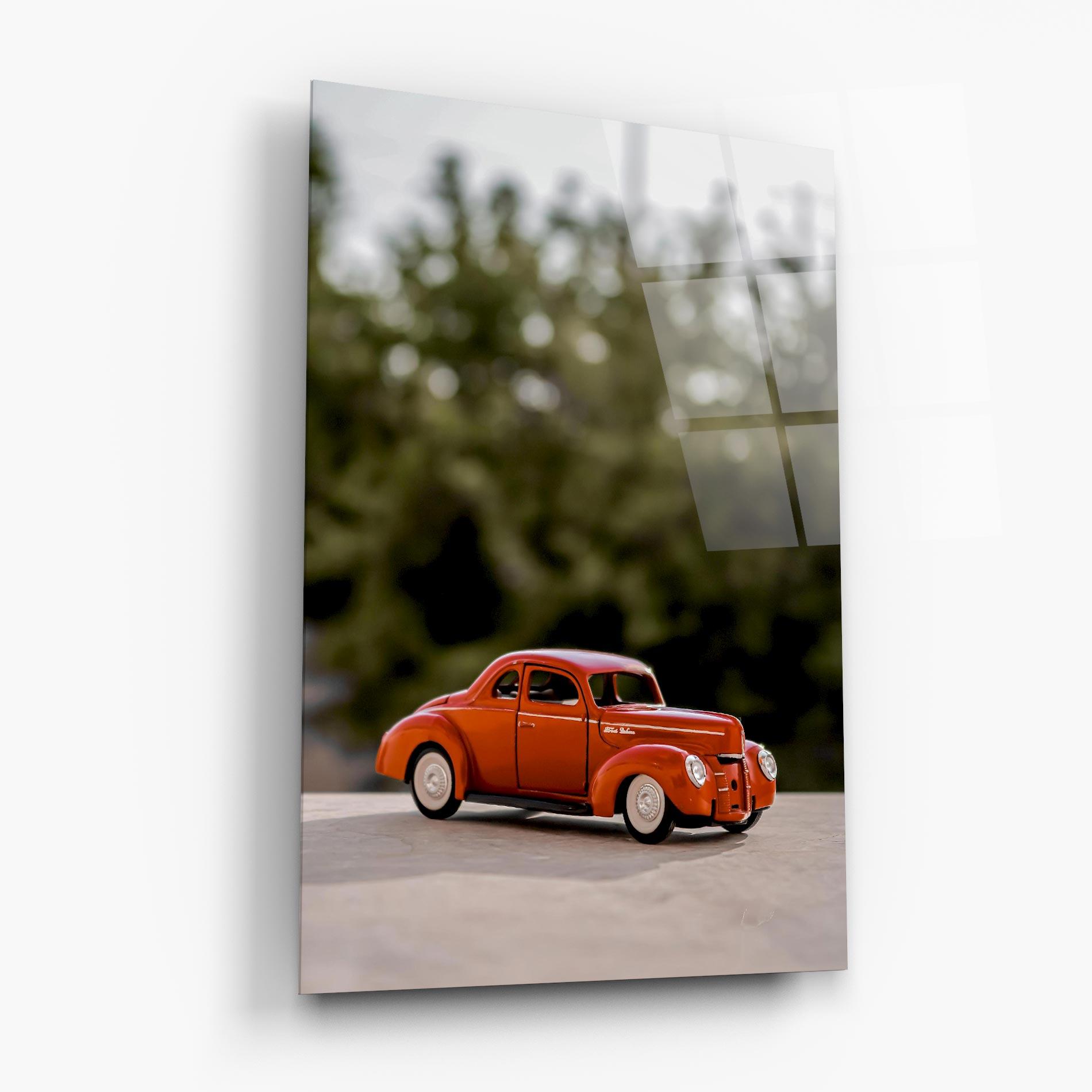 Glasbild Vintage Orange Toy mockup 6