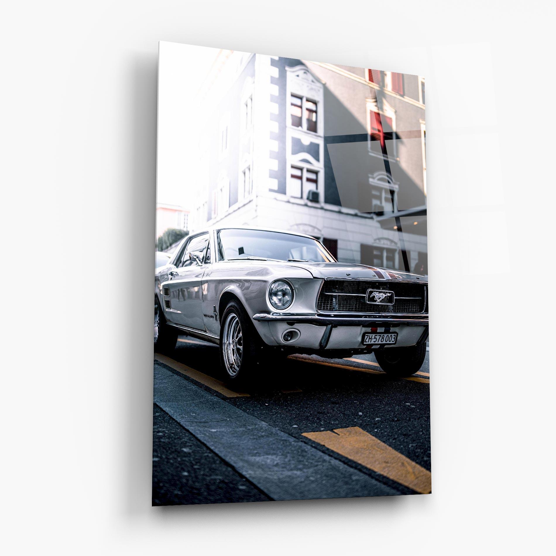 Glasbild Vintage White Car mockup 6