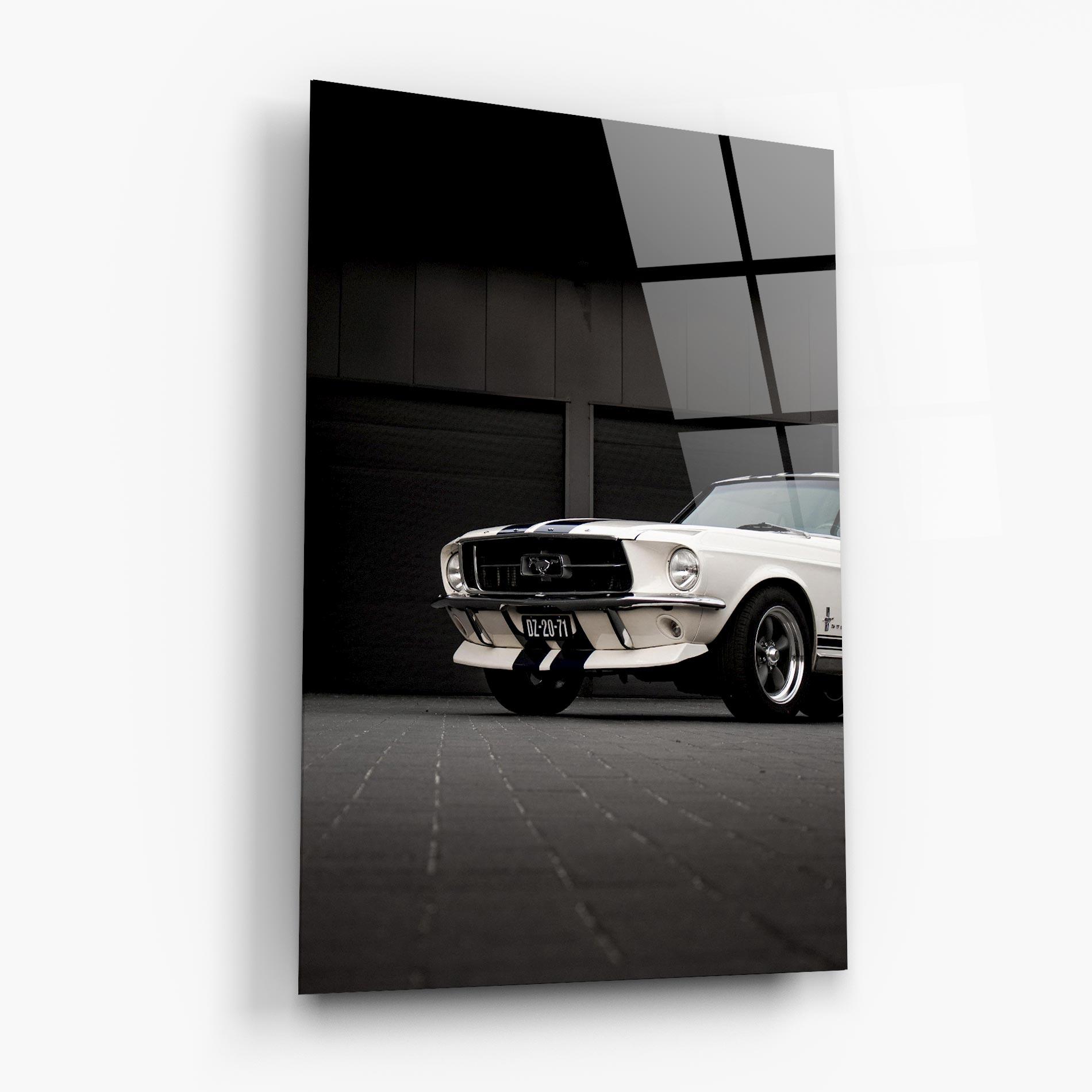 Glasbild White Vintage Car mockup 6
