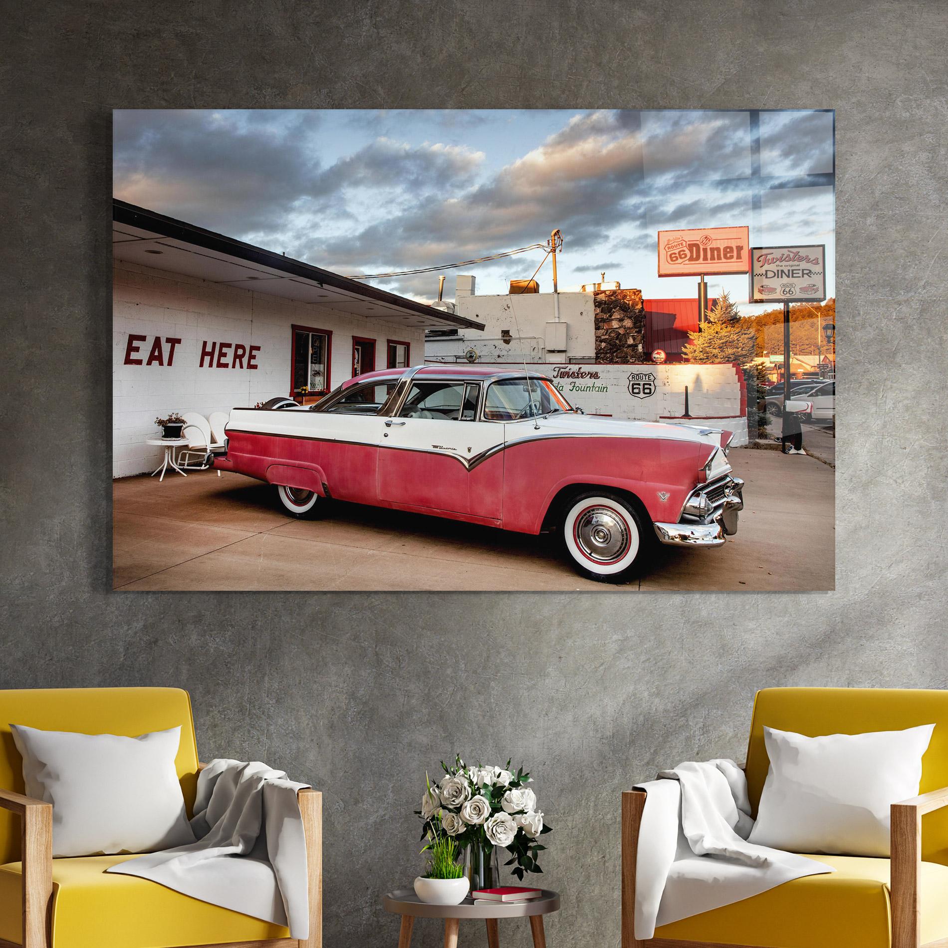 Glasbild Cloud Old Car mockup 4