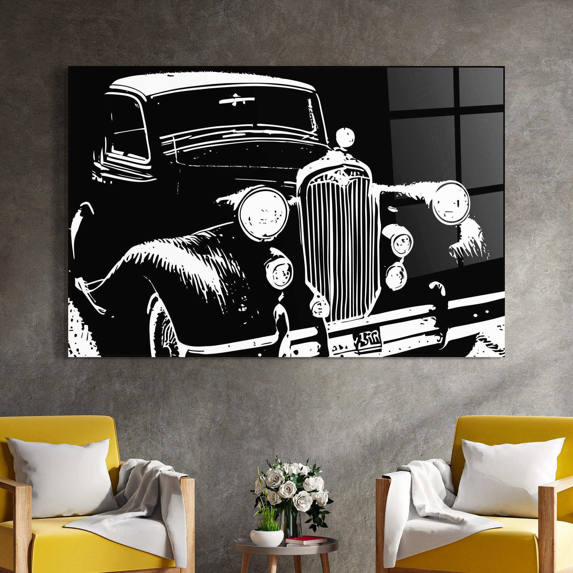 Glasbild Old Car mockup 4