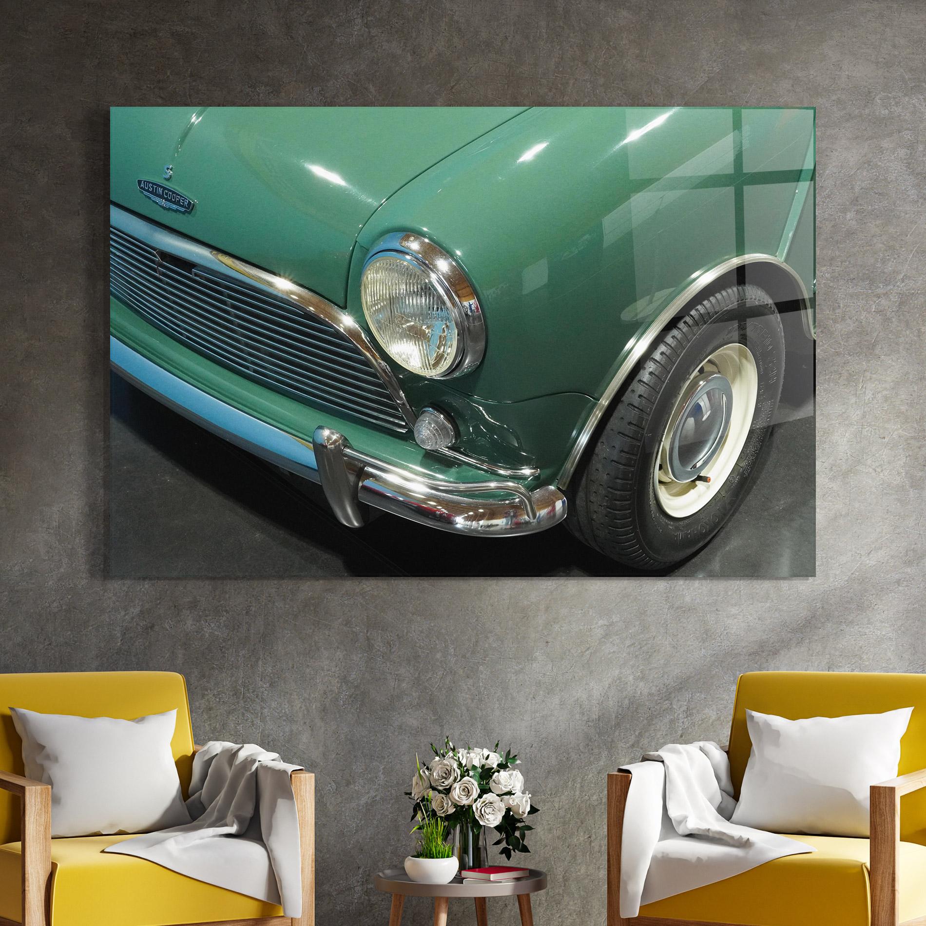 Glasbild Pretty Green Car mockup 4