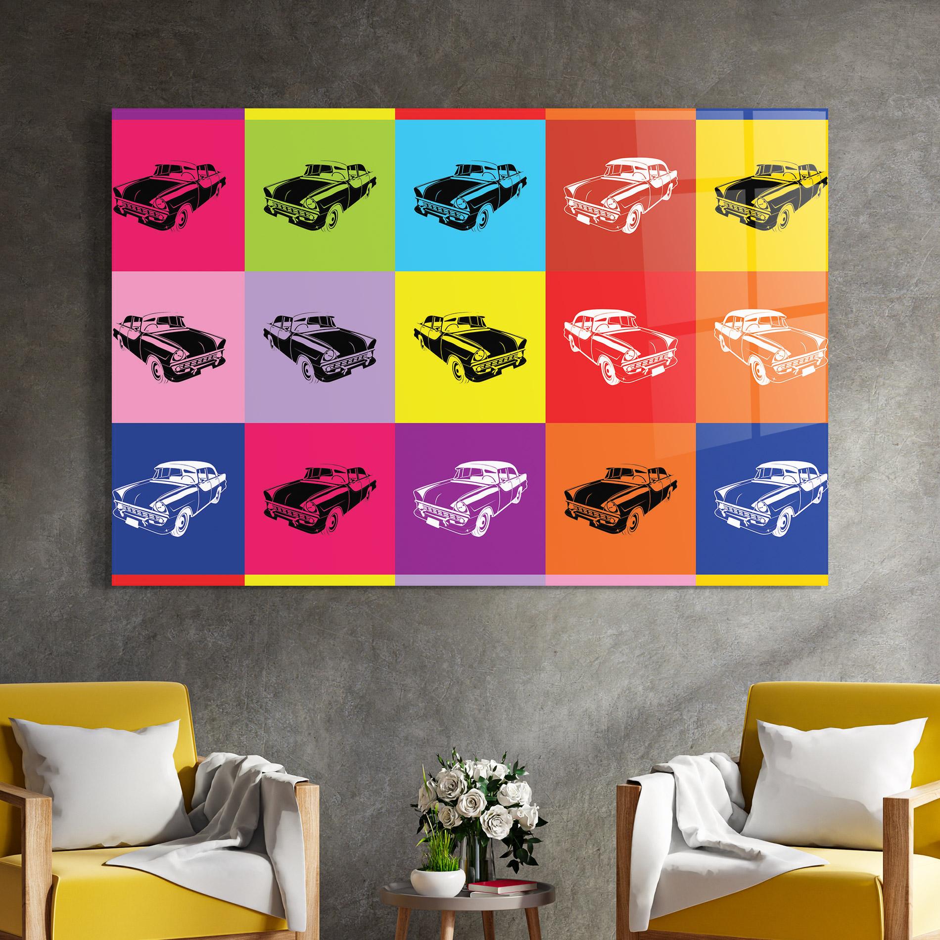 Glasbild Vintage Car Mix mockup 4