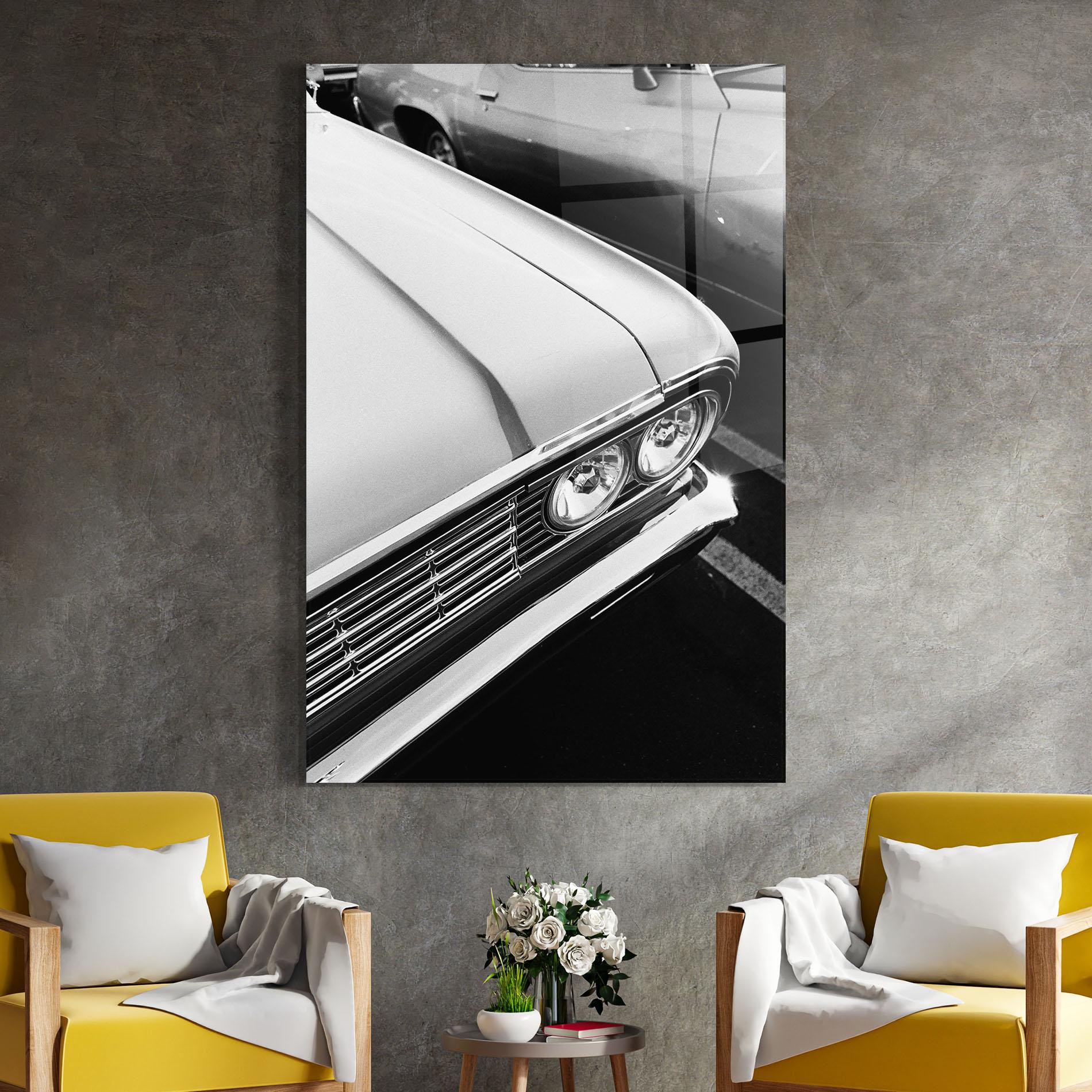 Glasbild Grey Vintage Car mockup 4