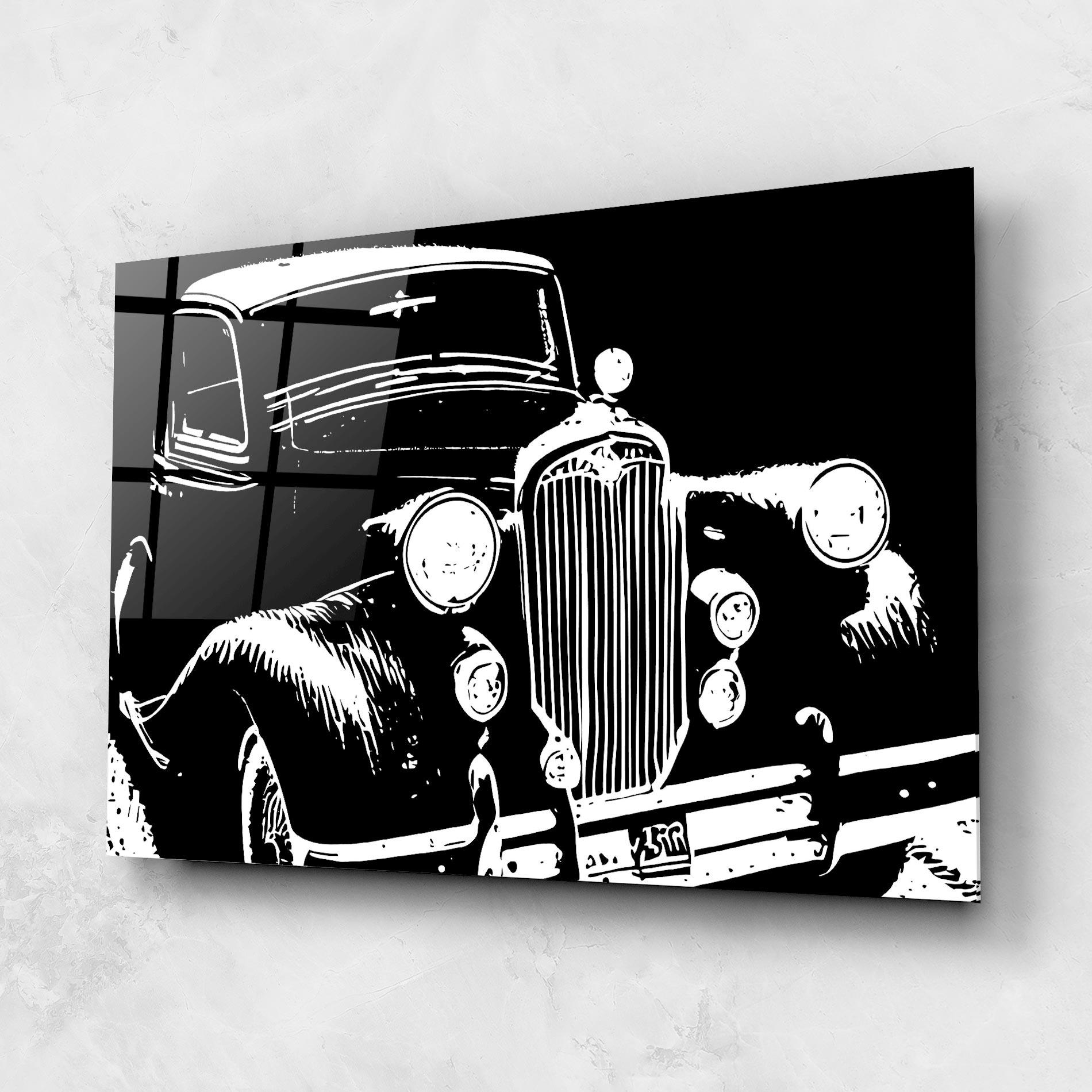 Glasbild Old Car mockup 1