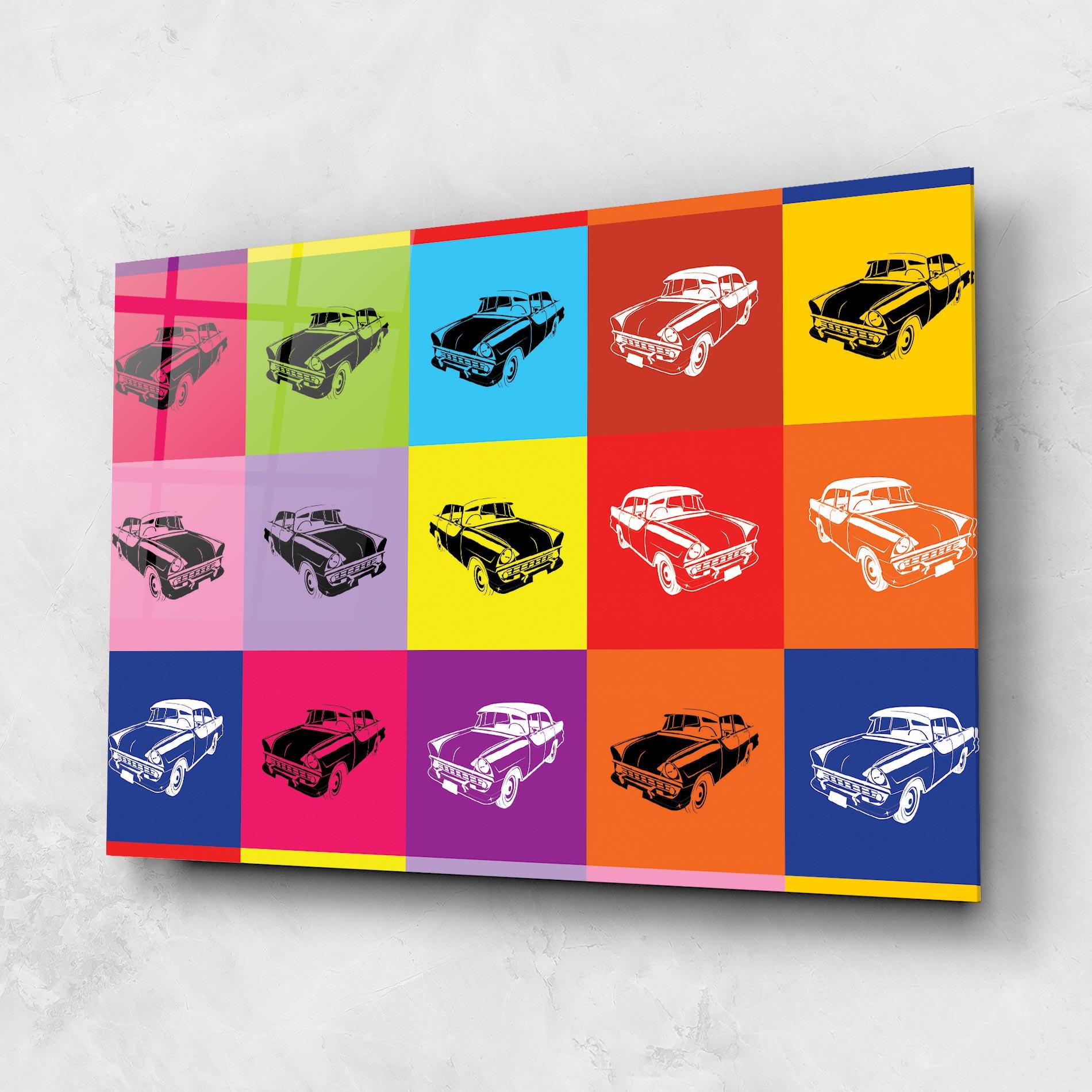 Glasbild Vintage Car Mix mockup 1