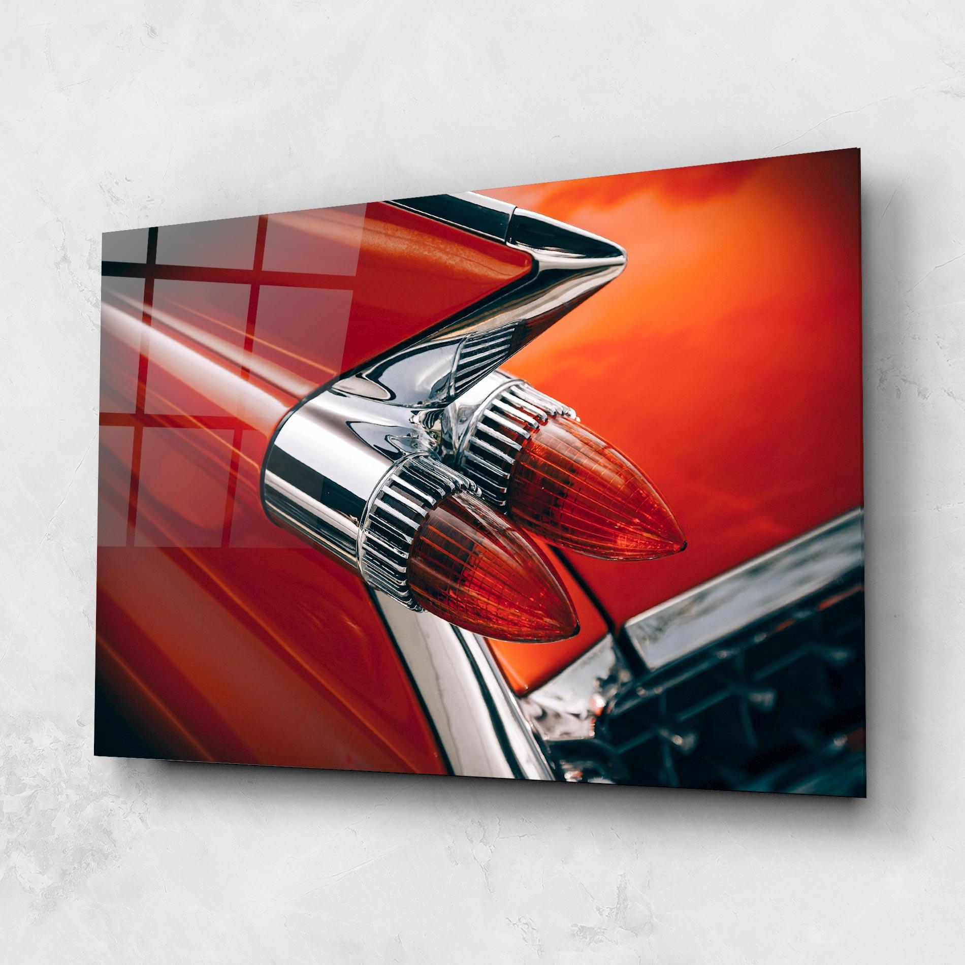 Glasbild Vintage Car Red mockup 1