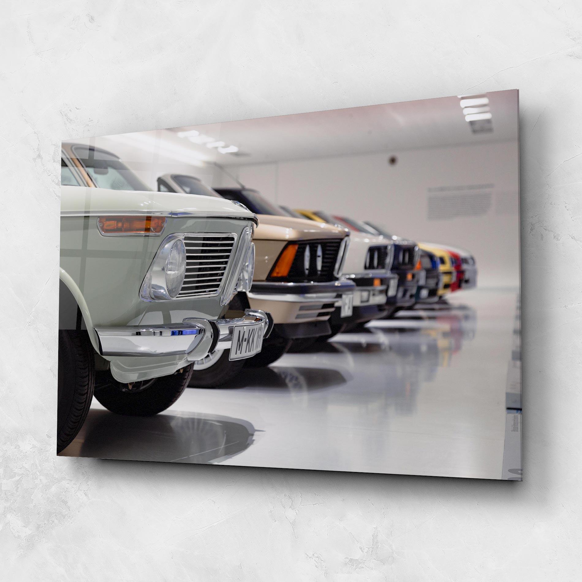 Glasbild Vintage Cream Cars mockup 1