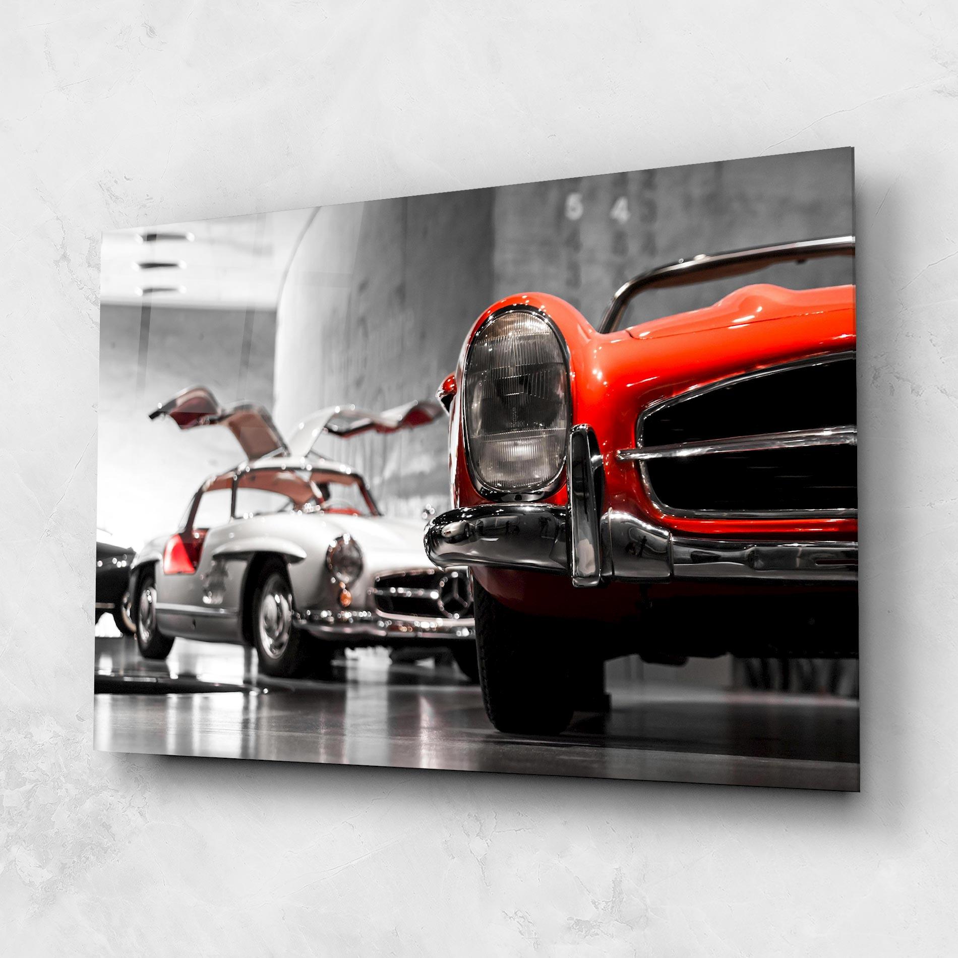 Glasbild Vintage Red White mockup 1