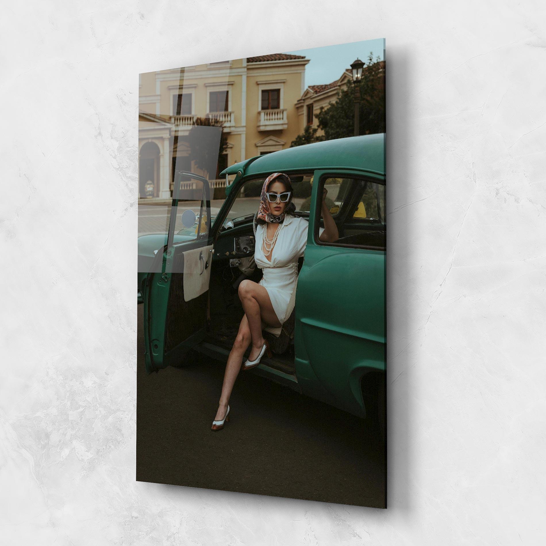 Glasbild Lady Vintage Cat mockup 1