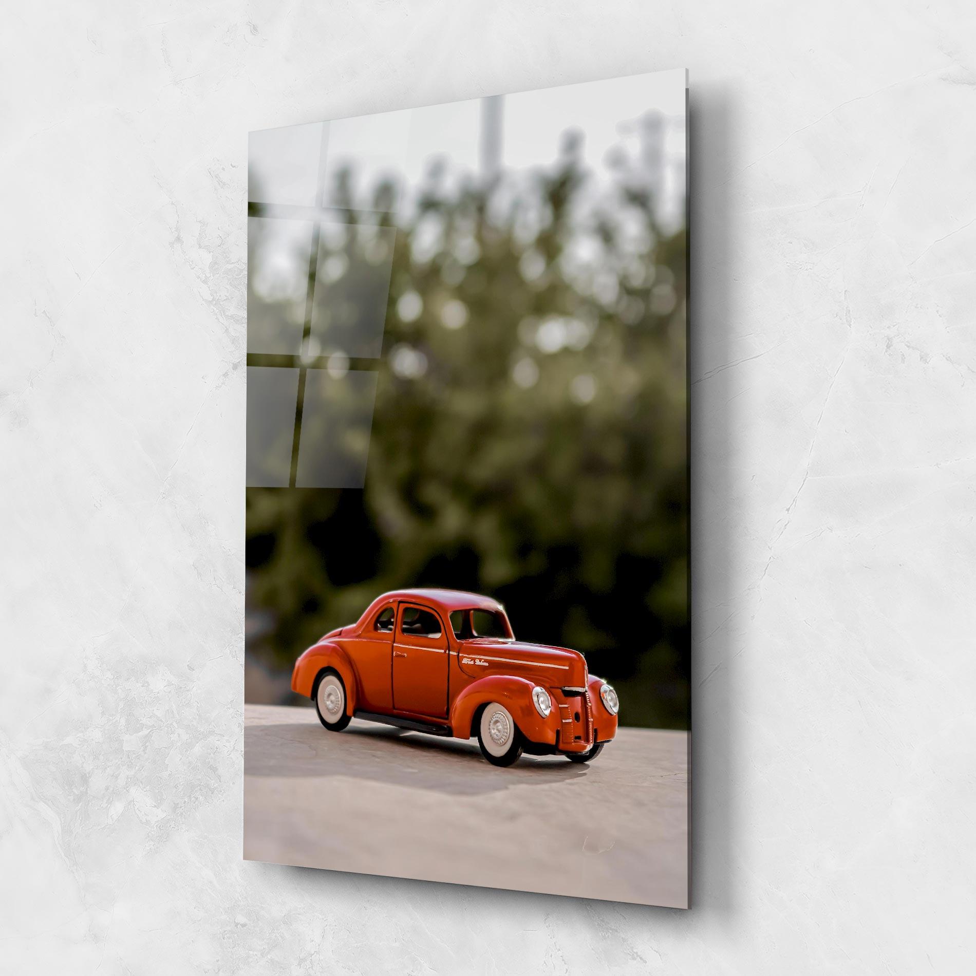 Glasbild Vintage Orange Toy mockup 1