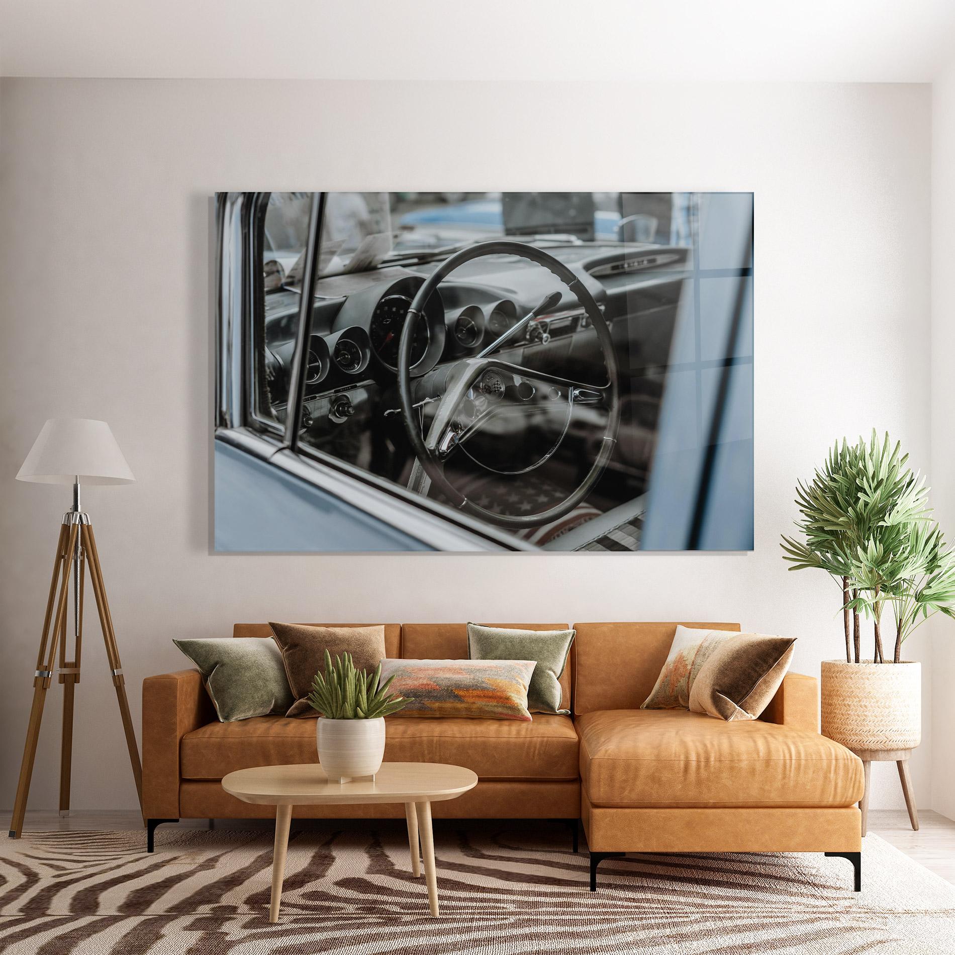 Glasbild Black Steering Wheel mockup 7