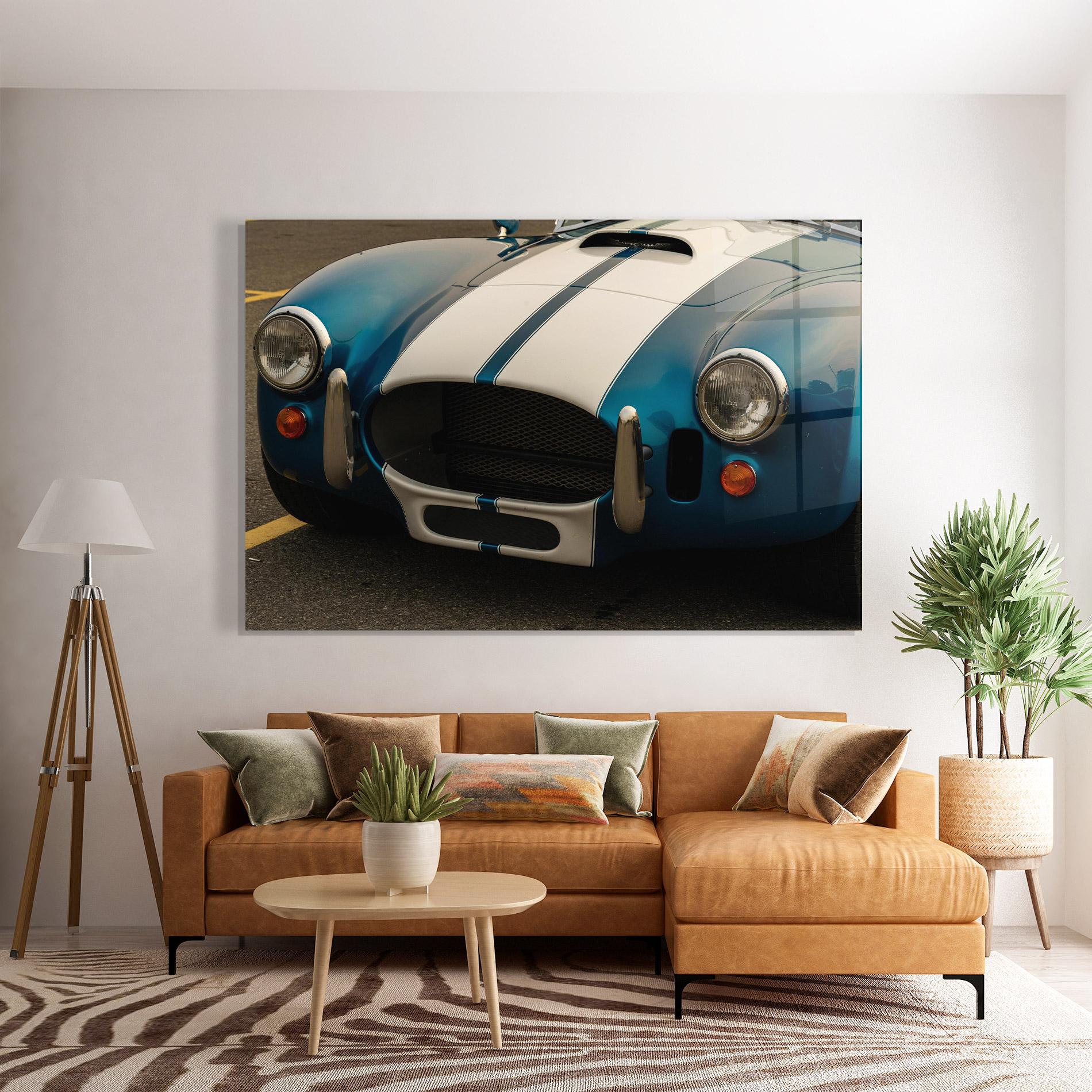 Glasbild Blue Vintage Car mockup 7