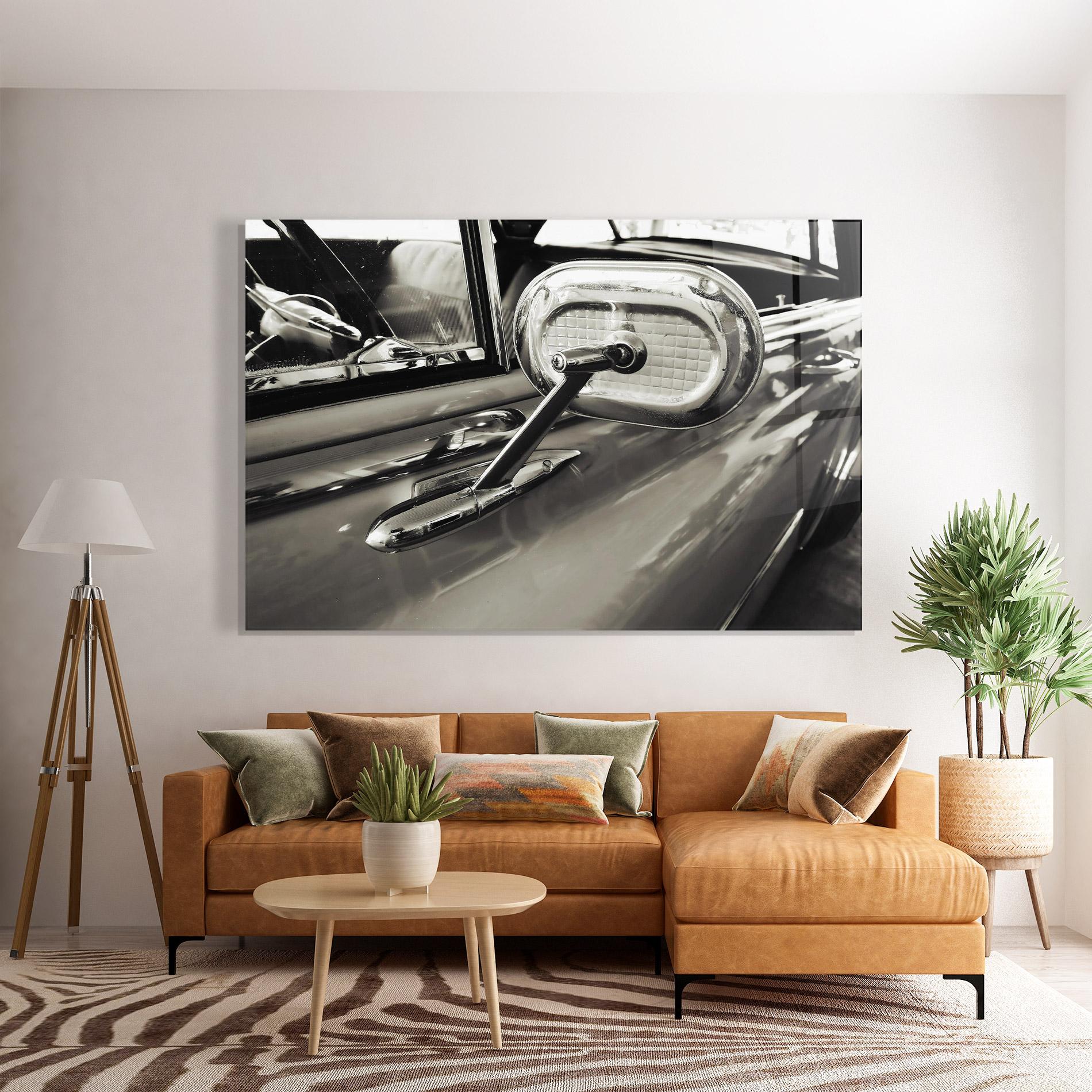 Glasbild Close Up Grey Car mockup 7