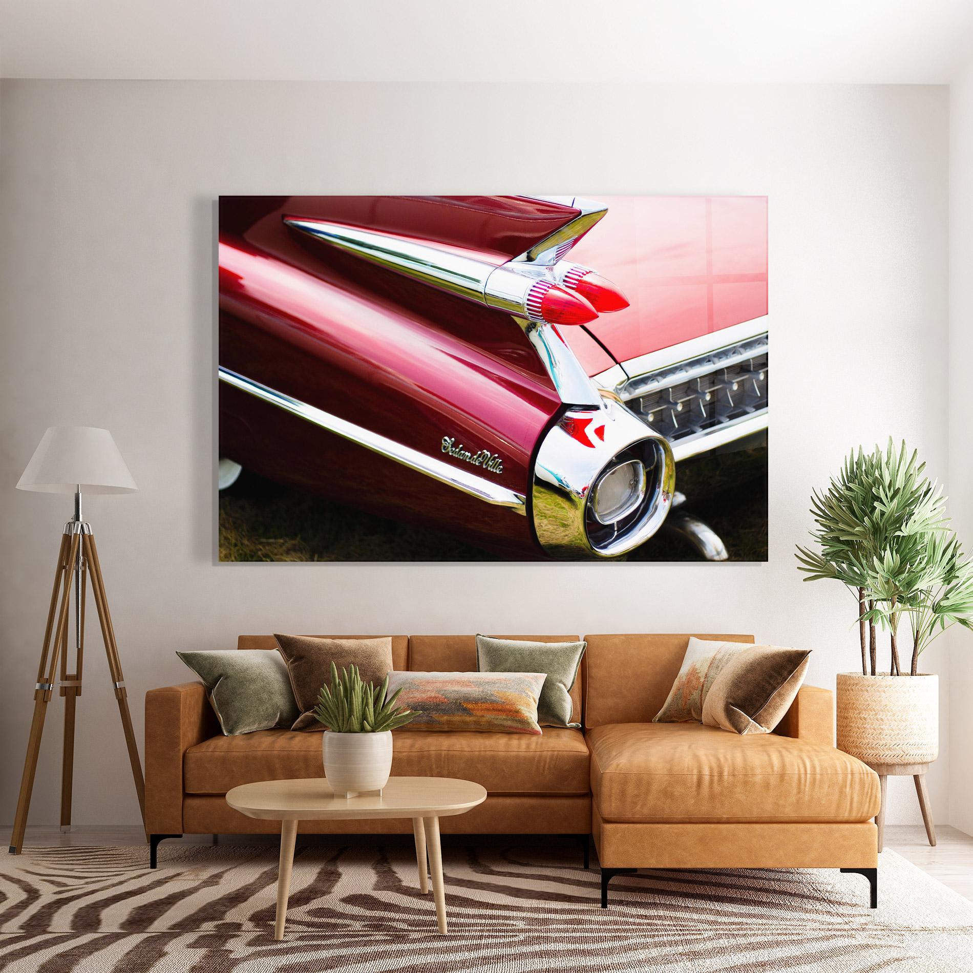 Glasbild Closeup Car Red mockup 7