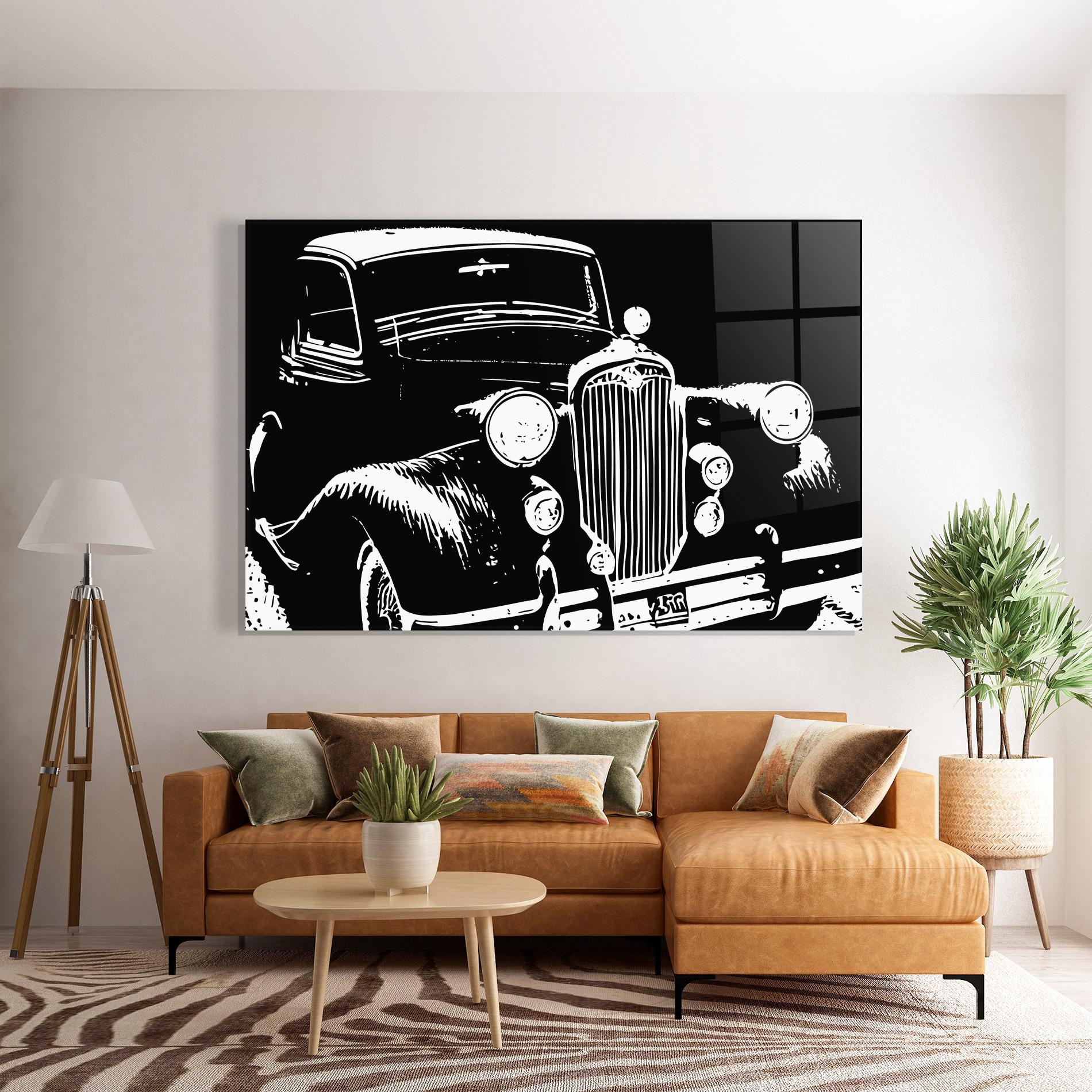 Glasbild Old Car mockup 7