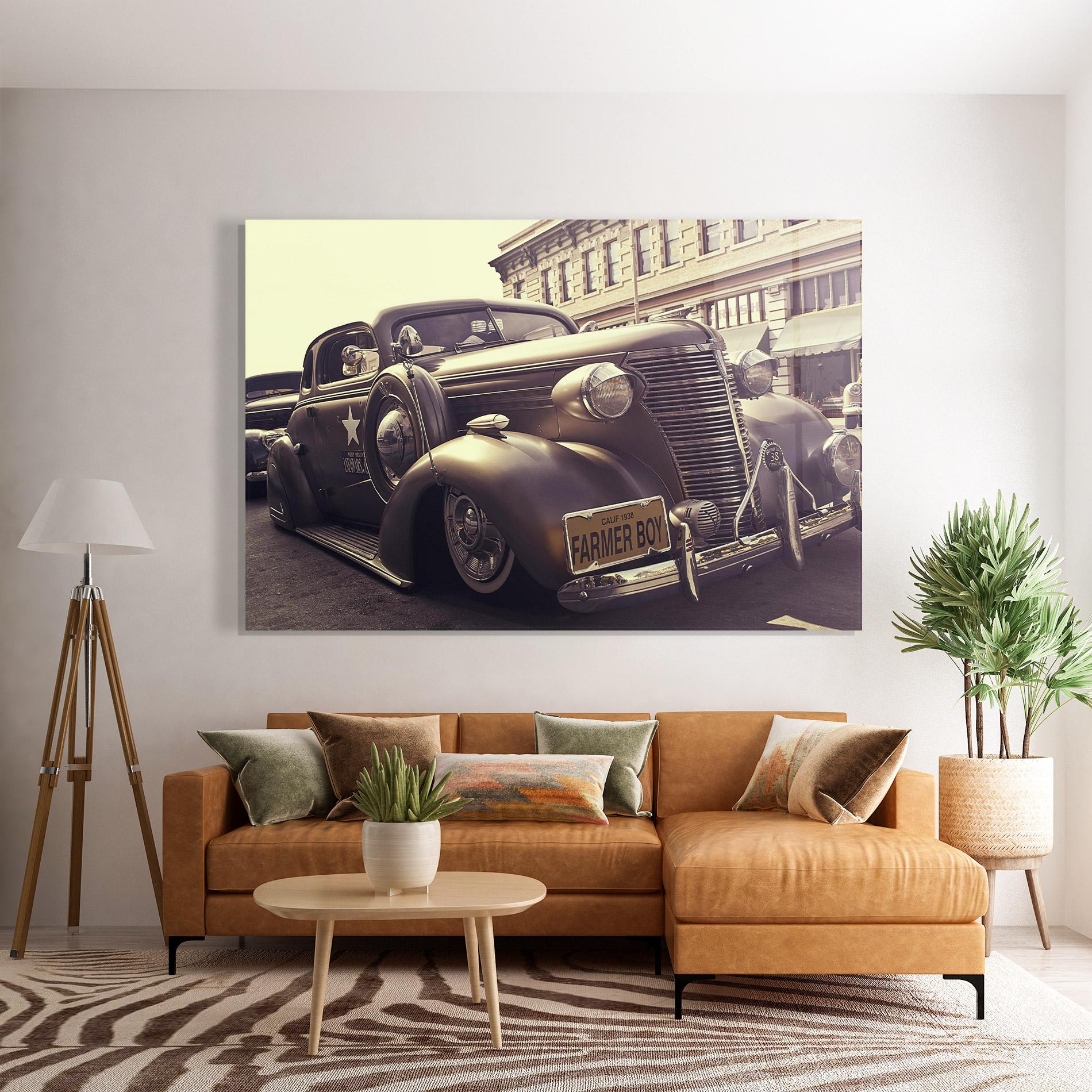 Glasbild Old Classic Car mockup 7