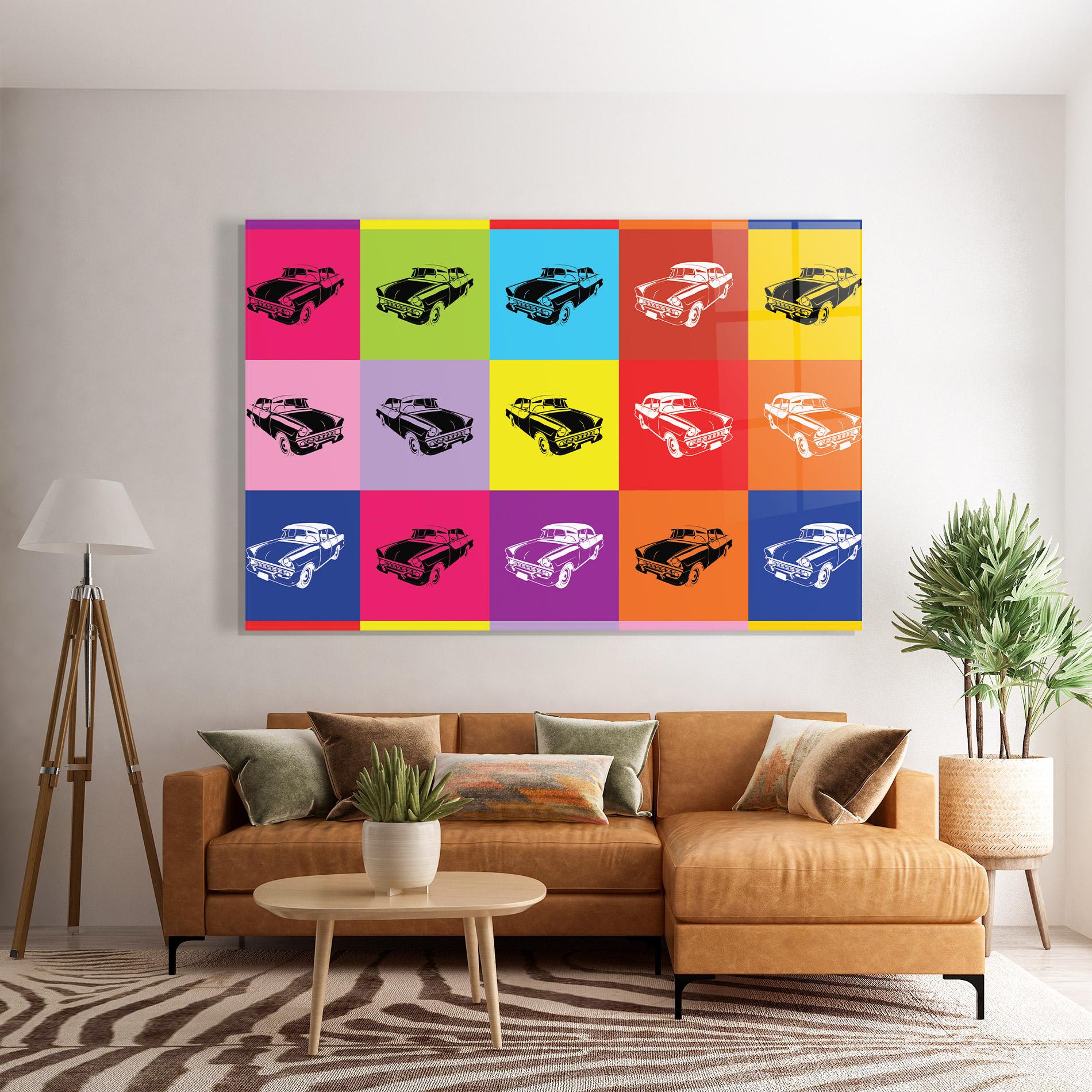 Glasbild Vintage Car Mix mockup 7
