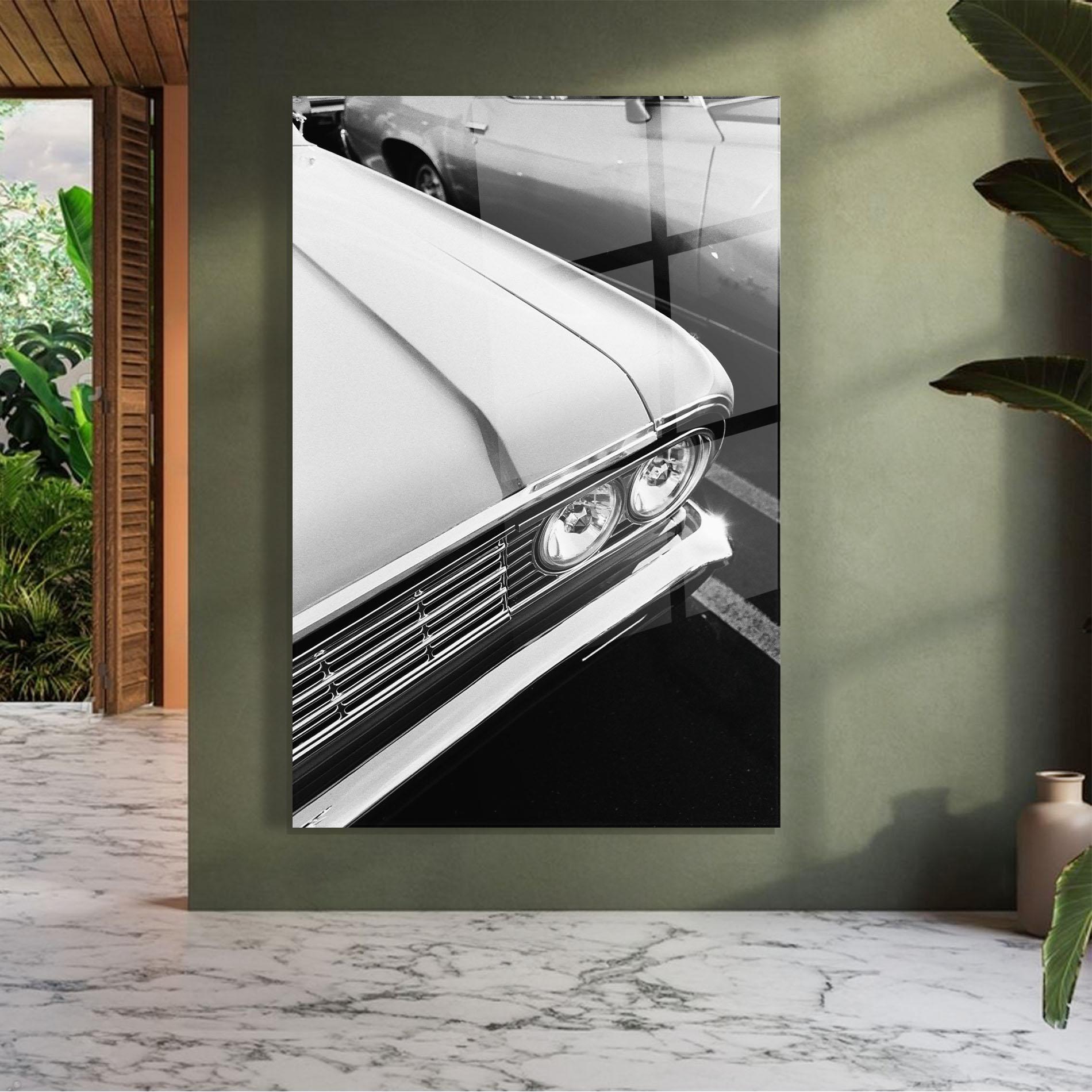 Glasbild Grey Vintage Car mockup 7