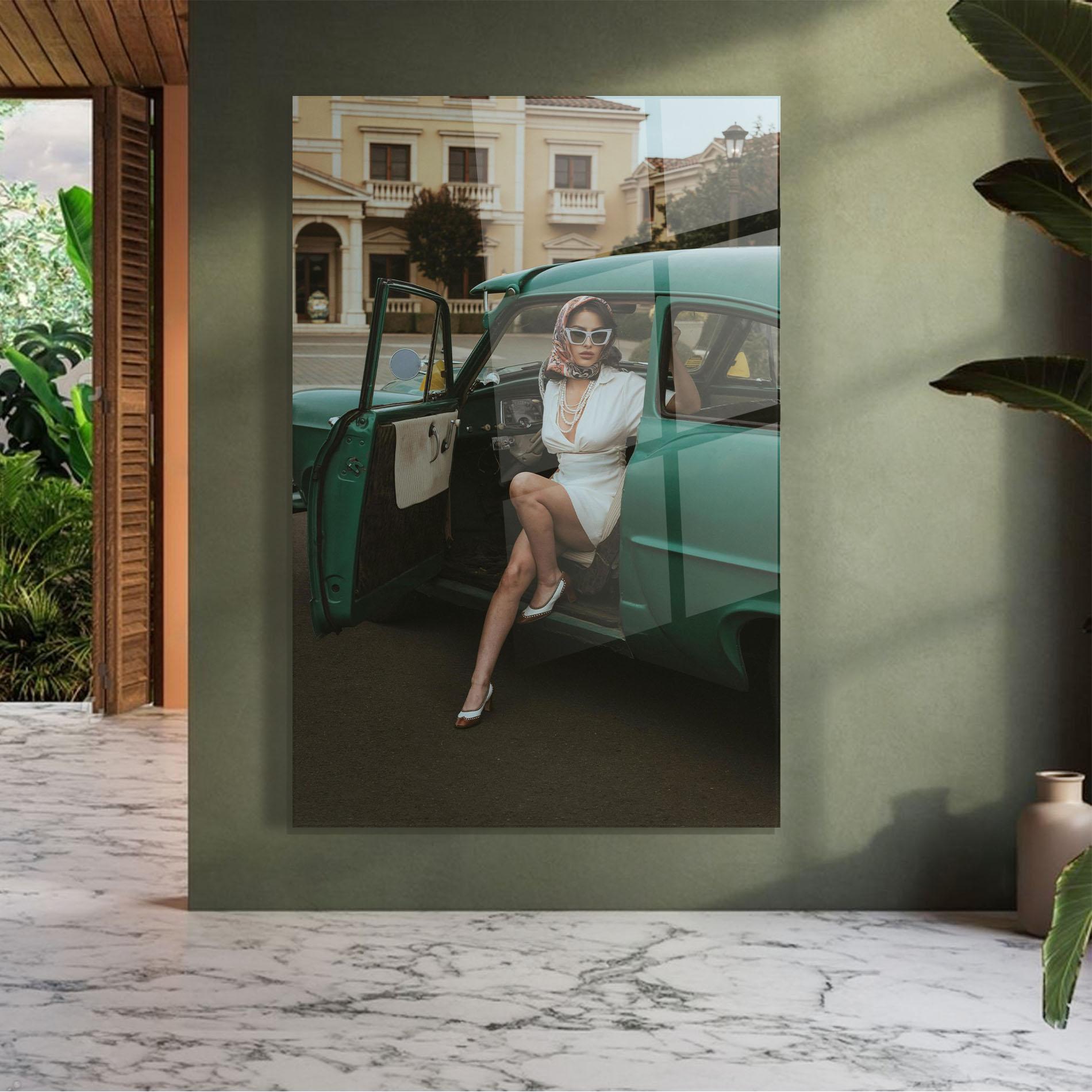 Glasbild Lady Vintage Cat mockup 7