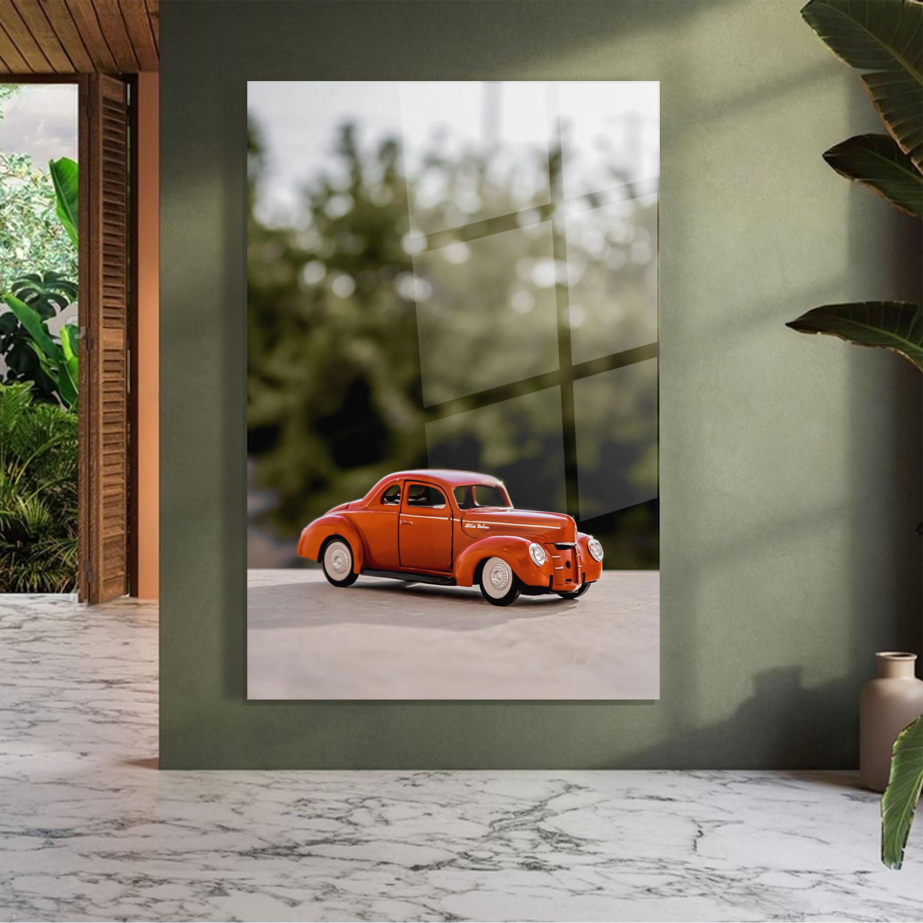 Glasbild Vintage Orange Toy mockup 7