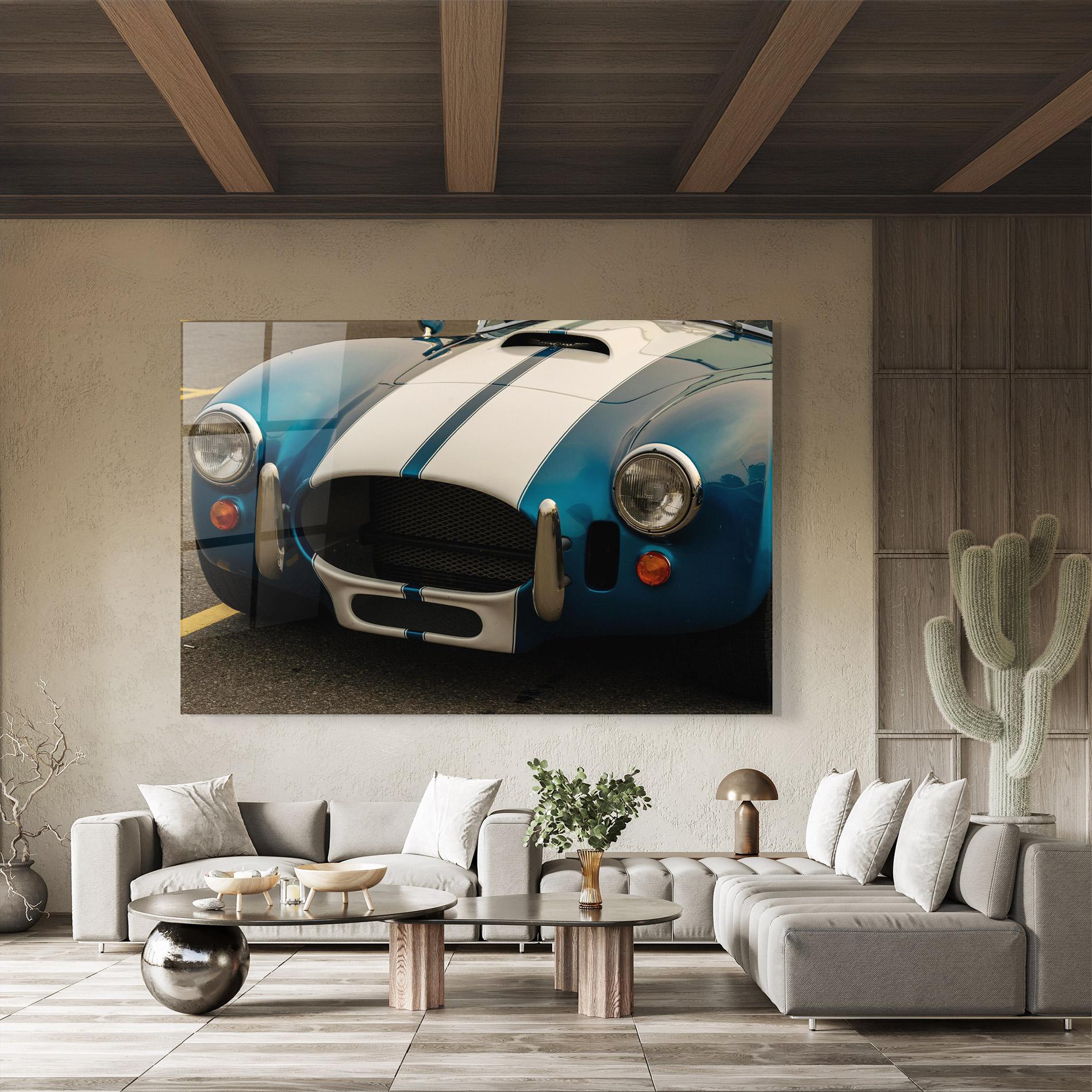 Glasbild Blue Vintage Car mockup 8