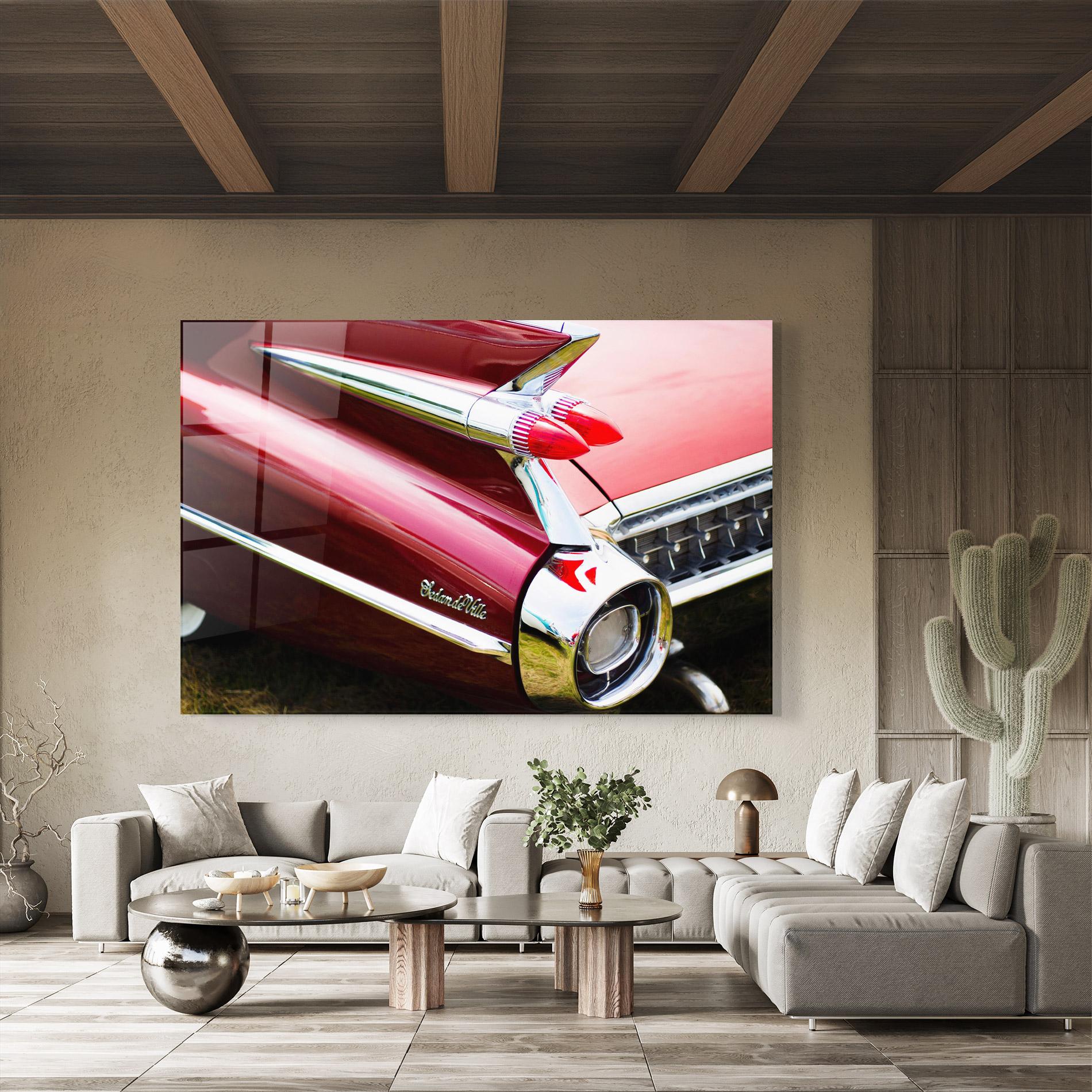 Glasbild Closeup Car Red mockup 8