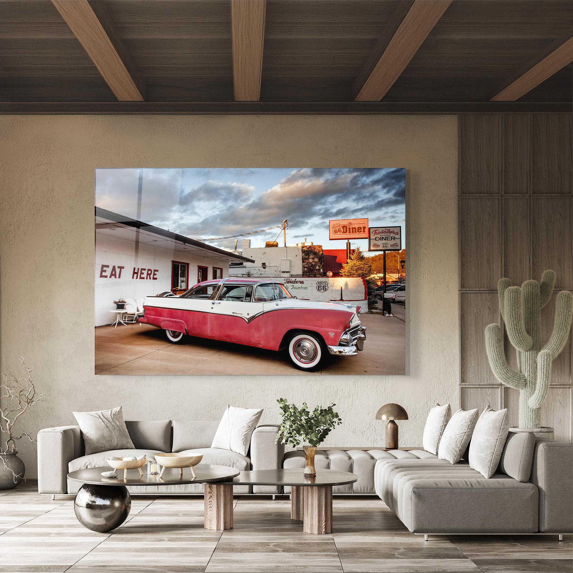 Glasbild Cloud Old Car mockup 8