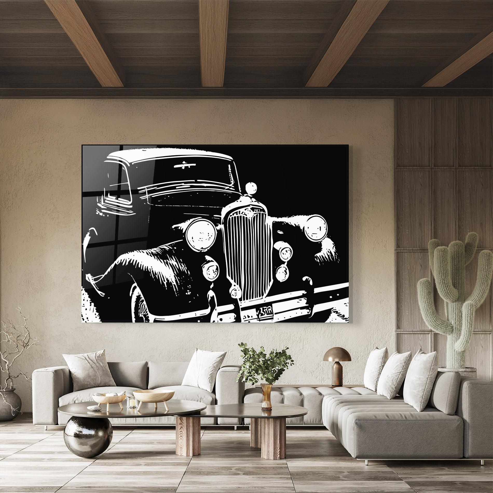 Glasbild Old Car mockup 8
