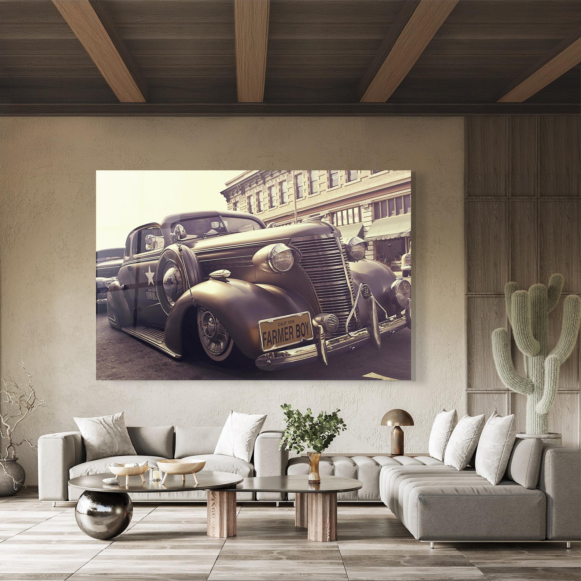 Glasbild Old Classic Car mockup 8