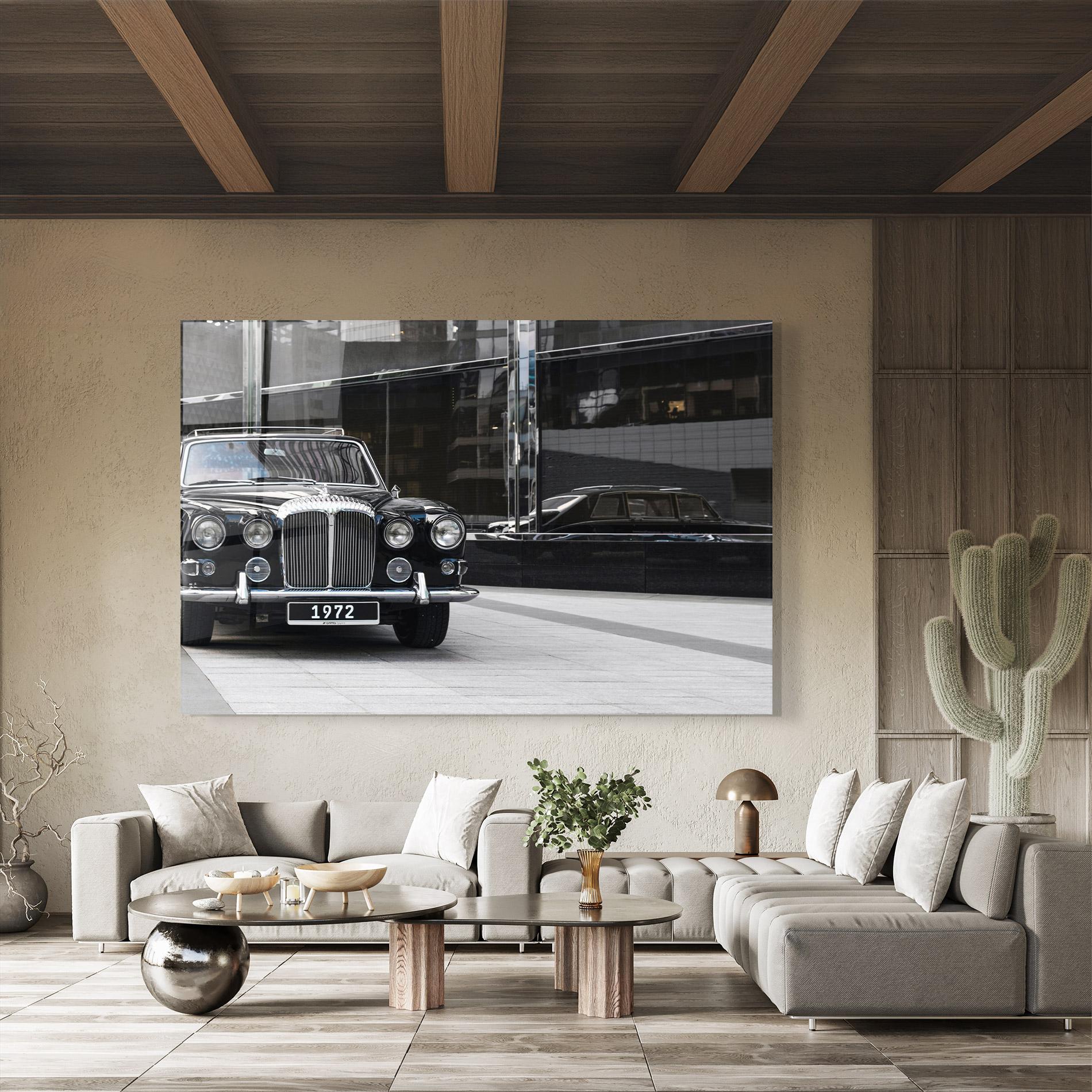 Glasbild Vintage Black Car mockup 8