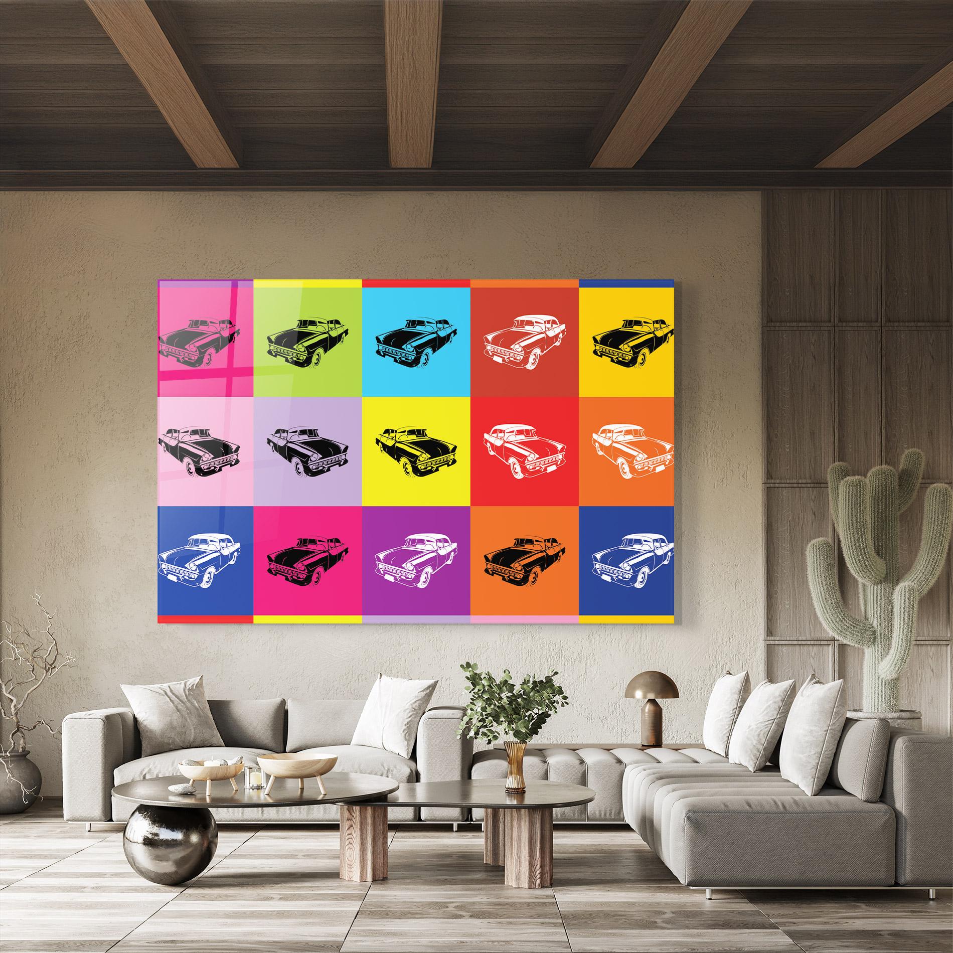 Glasbild Vintage Car Mix mockup 8