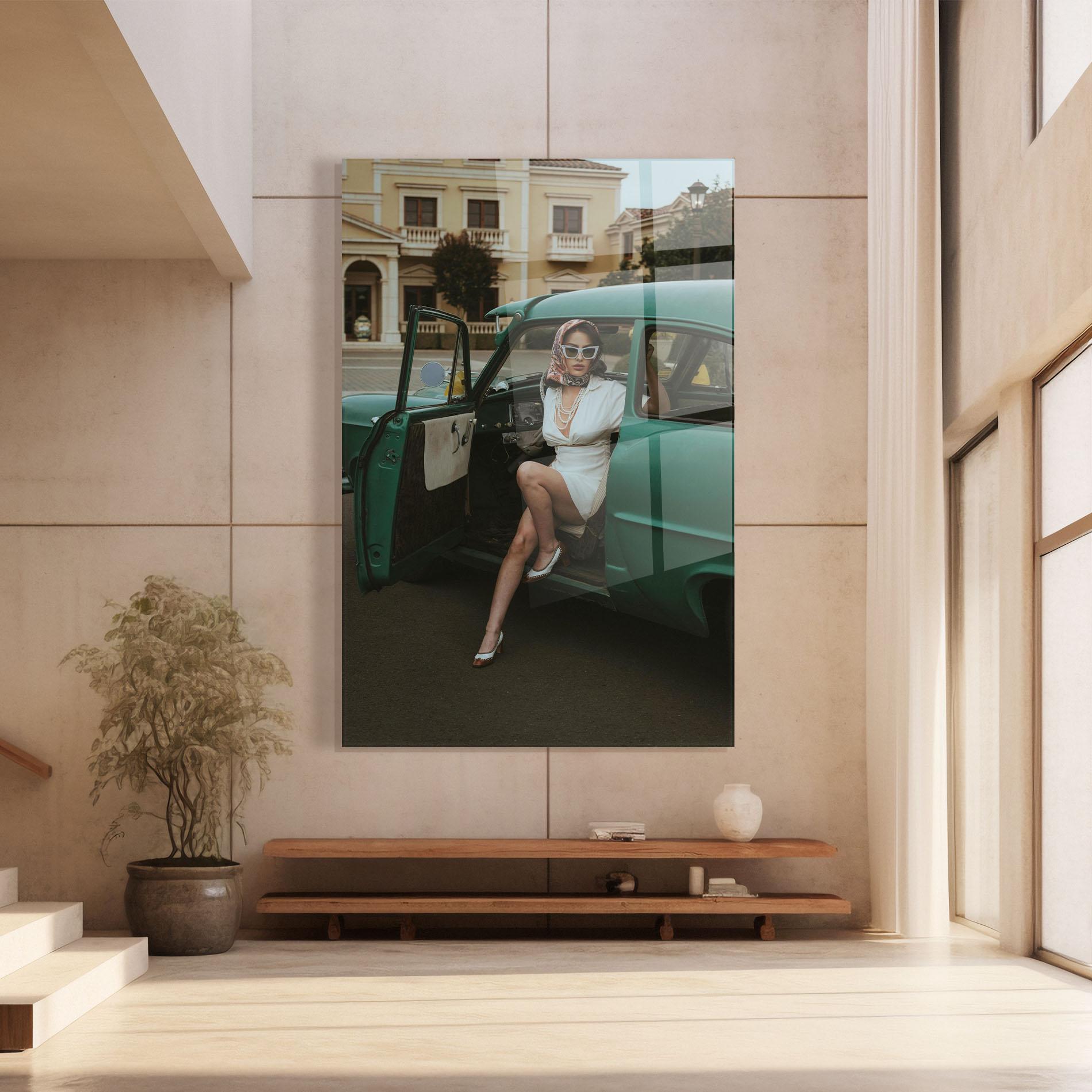 Glasbild Lady Vintage Cat mockup 8